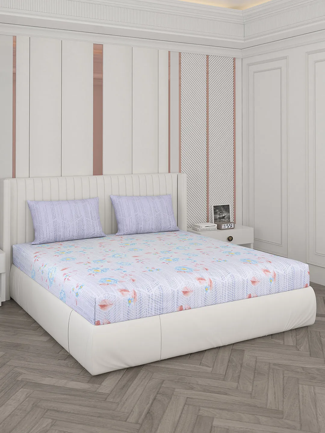 104 TC Cotton Double Bedsheet with 2 Pillow Covers