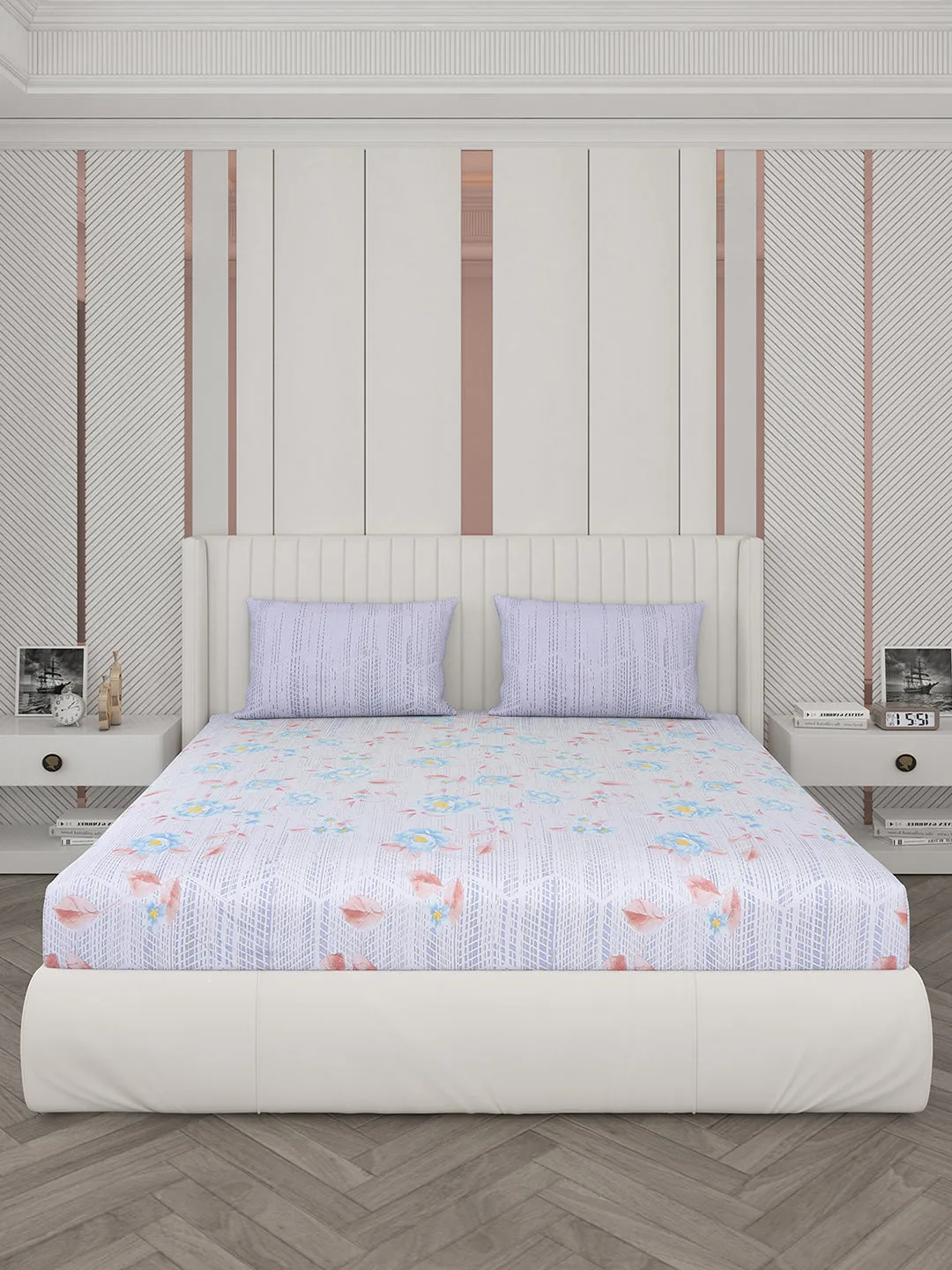 104 TC Cotton Double Bedsheet with 2 Pillow Covers