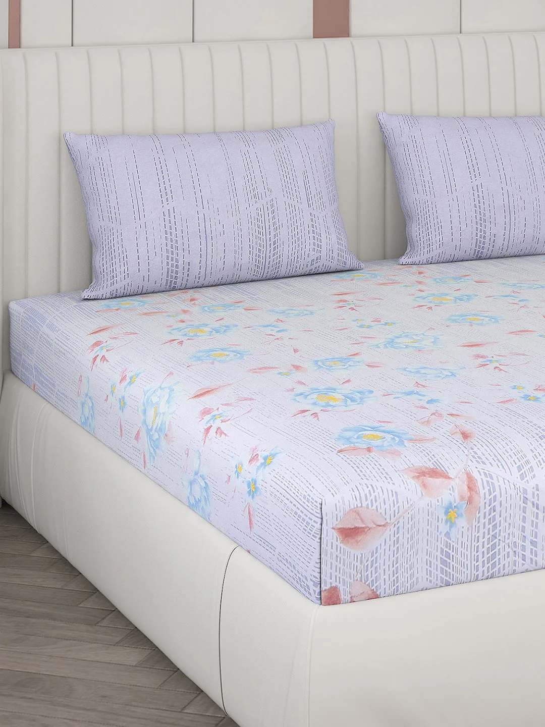 104 TC Cotton Double Bedsheet with 2 Pillow Covers