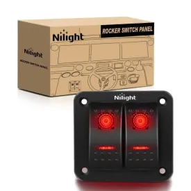 2Gang Aluminum 5Pin ON/Off Rocker Switch Panel Red