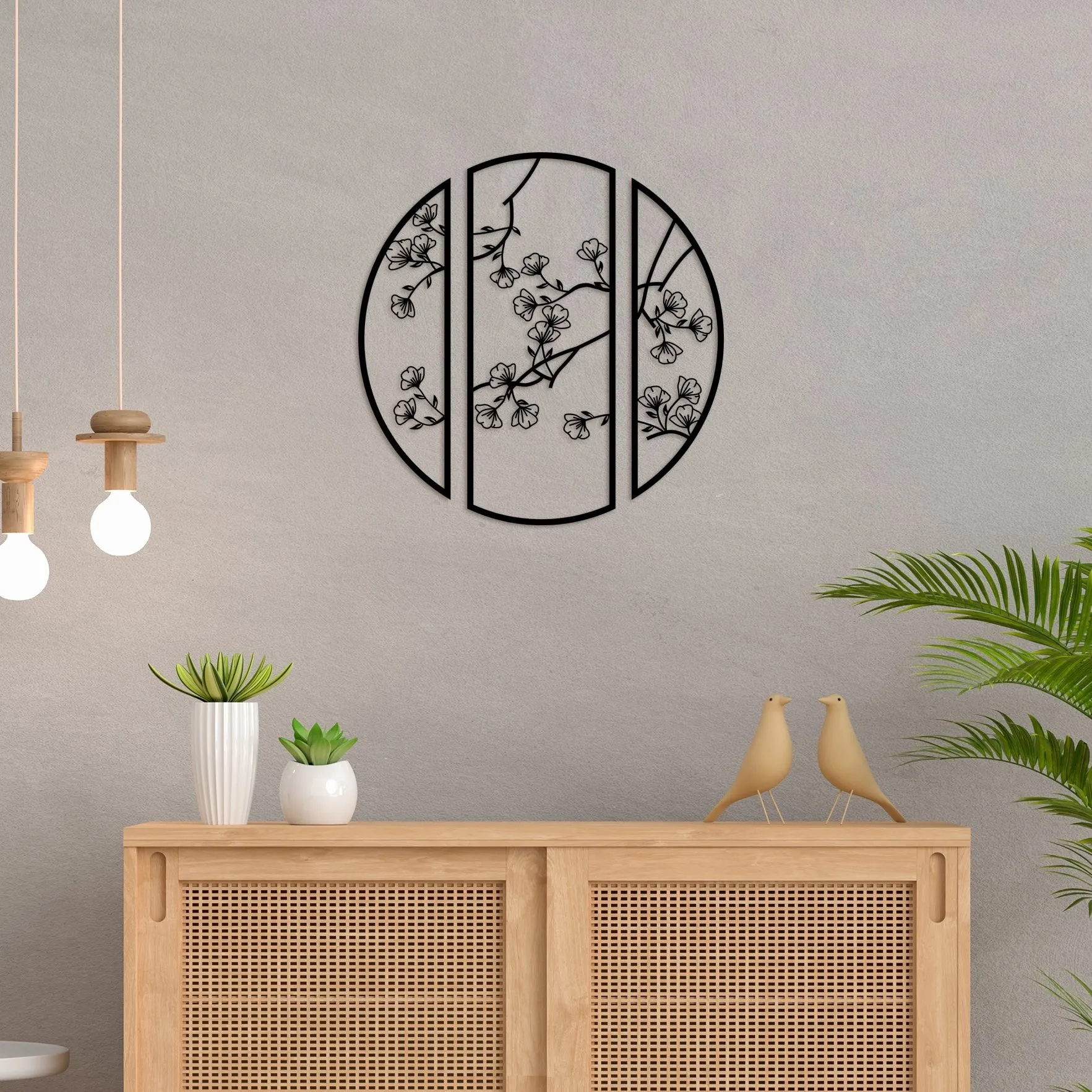 3 Piece Flower Metal Wall Art
