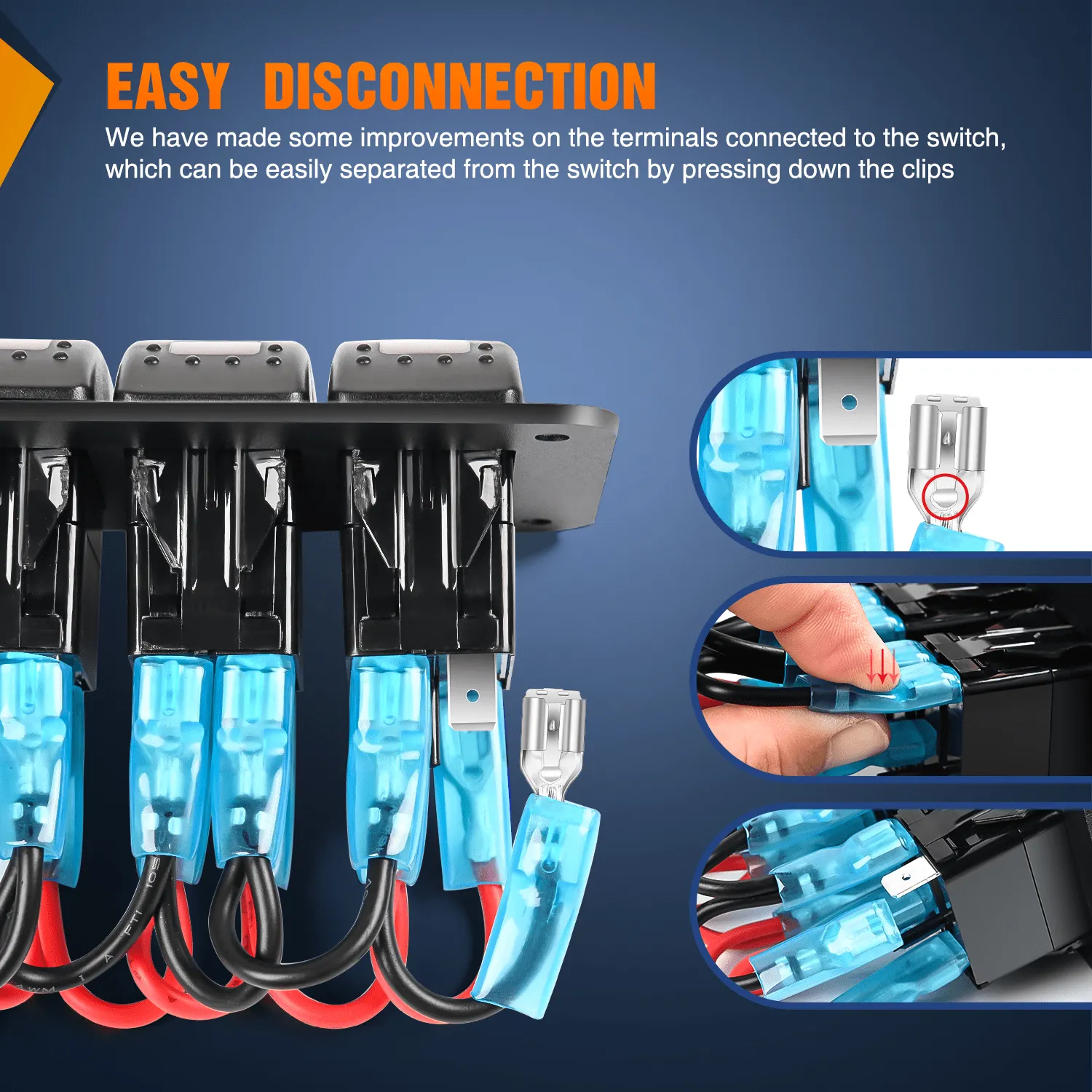 4 Gang Switch Panel With QC3.0 & PD Charger And Voltmerter with Orange Backlit