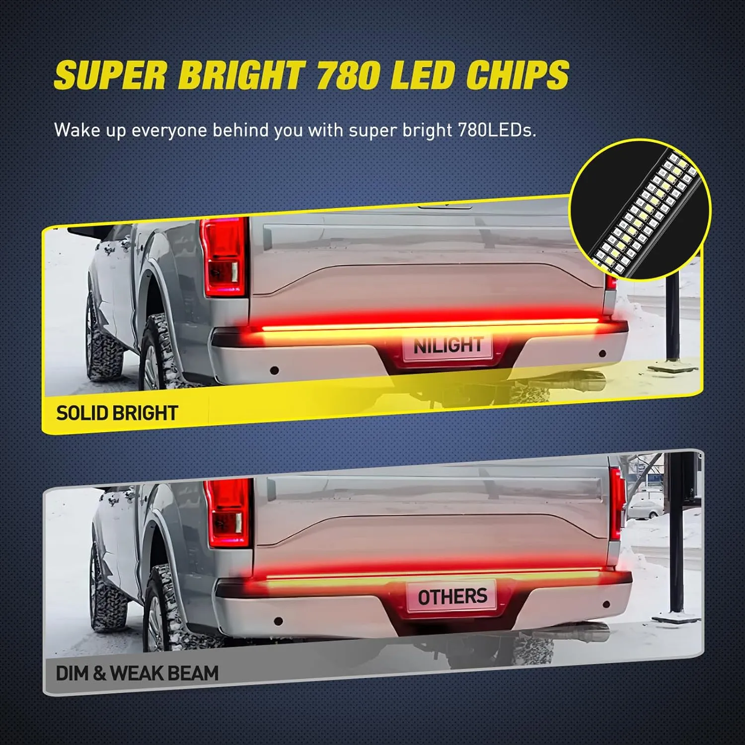 48 Inch Aluminum Frame Triple Row 780 Leds Red White Light Strip