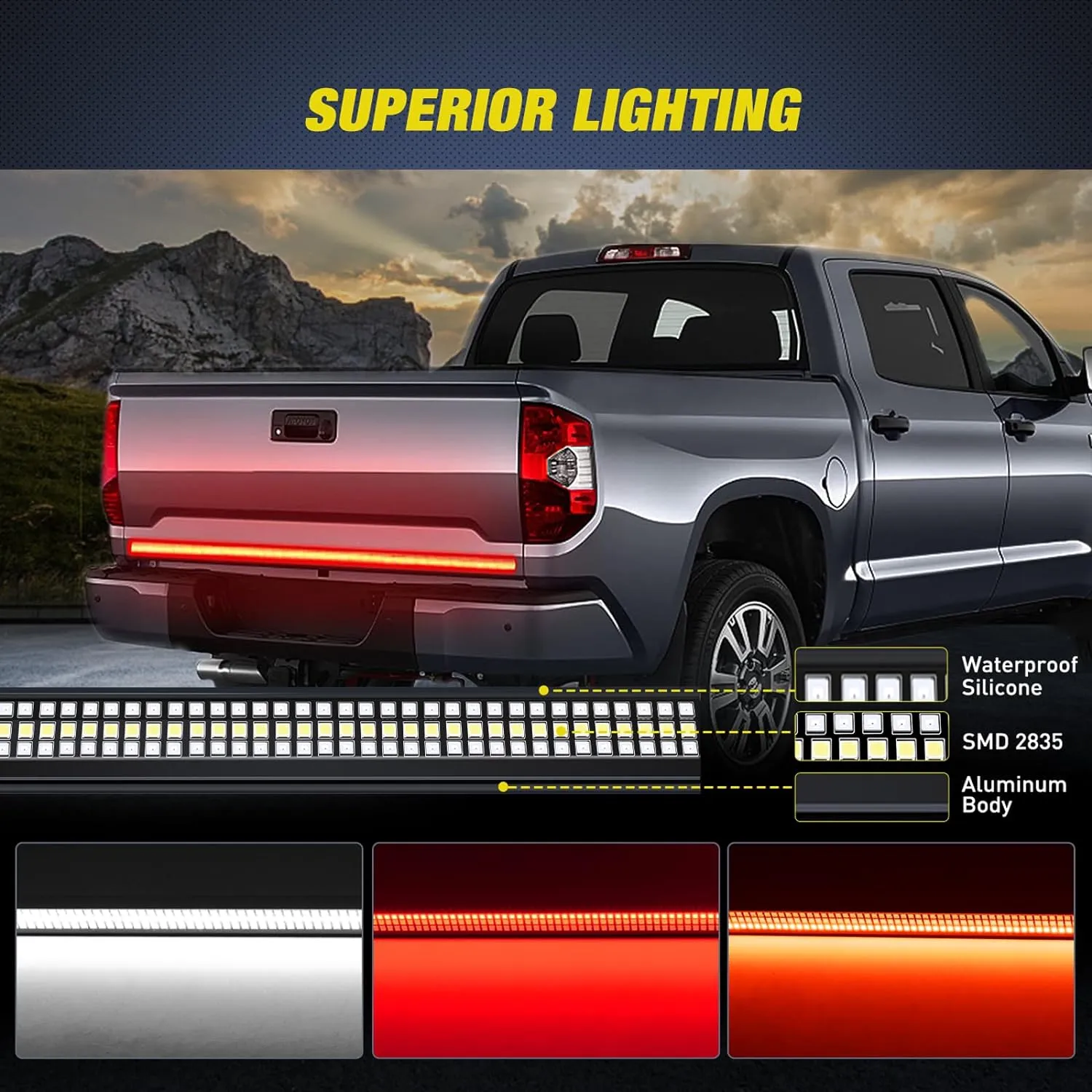 48 Inch Aluminum Frame Triple Row 780 Leds Red White Light Strip