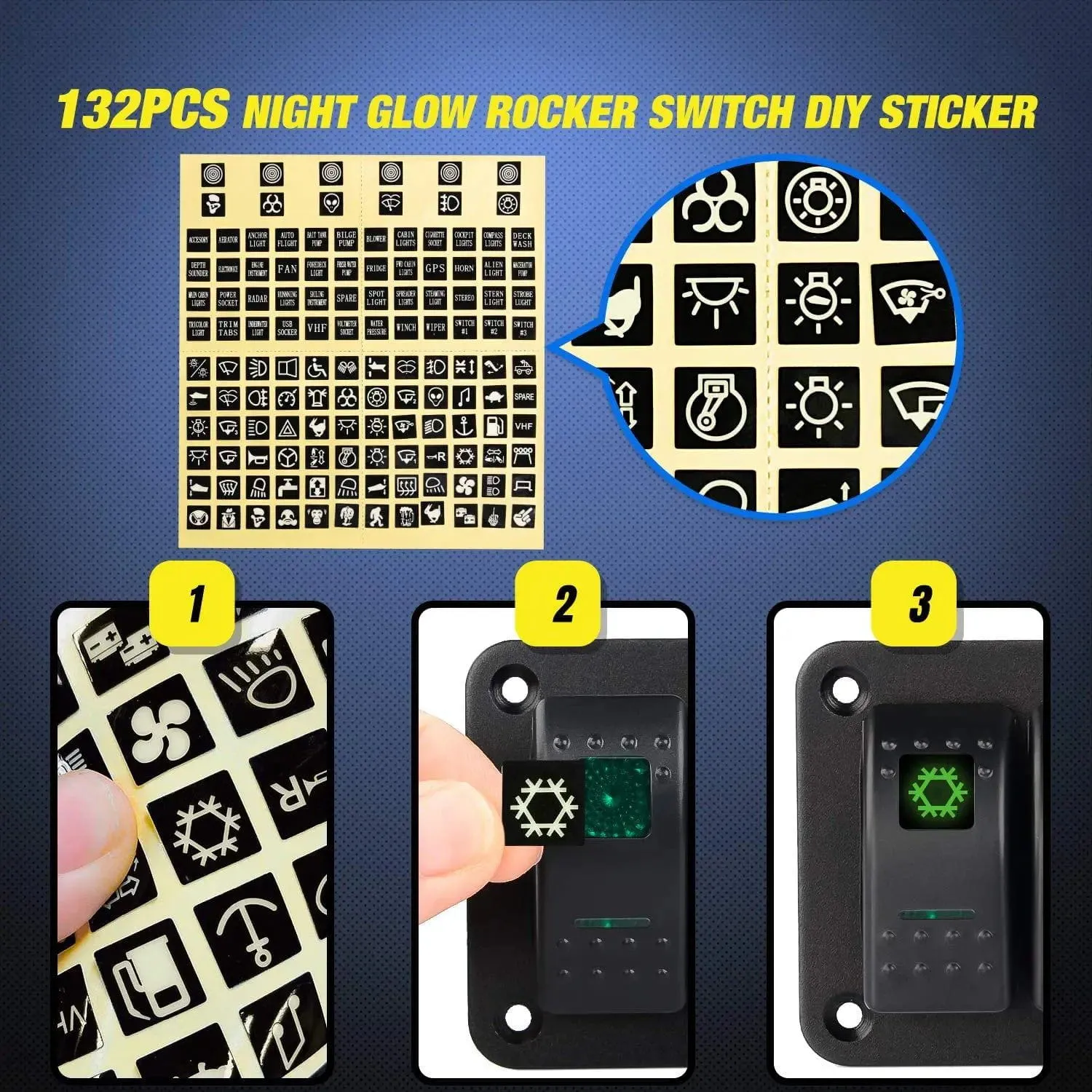 4Gang Aluminum 5Pin ON/Off Green Rocker Switch Panel