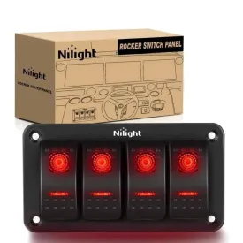 4Gang Aluminum 5Pin ON/Off Red Rocker Switch Panel