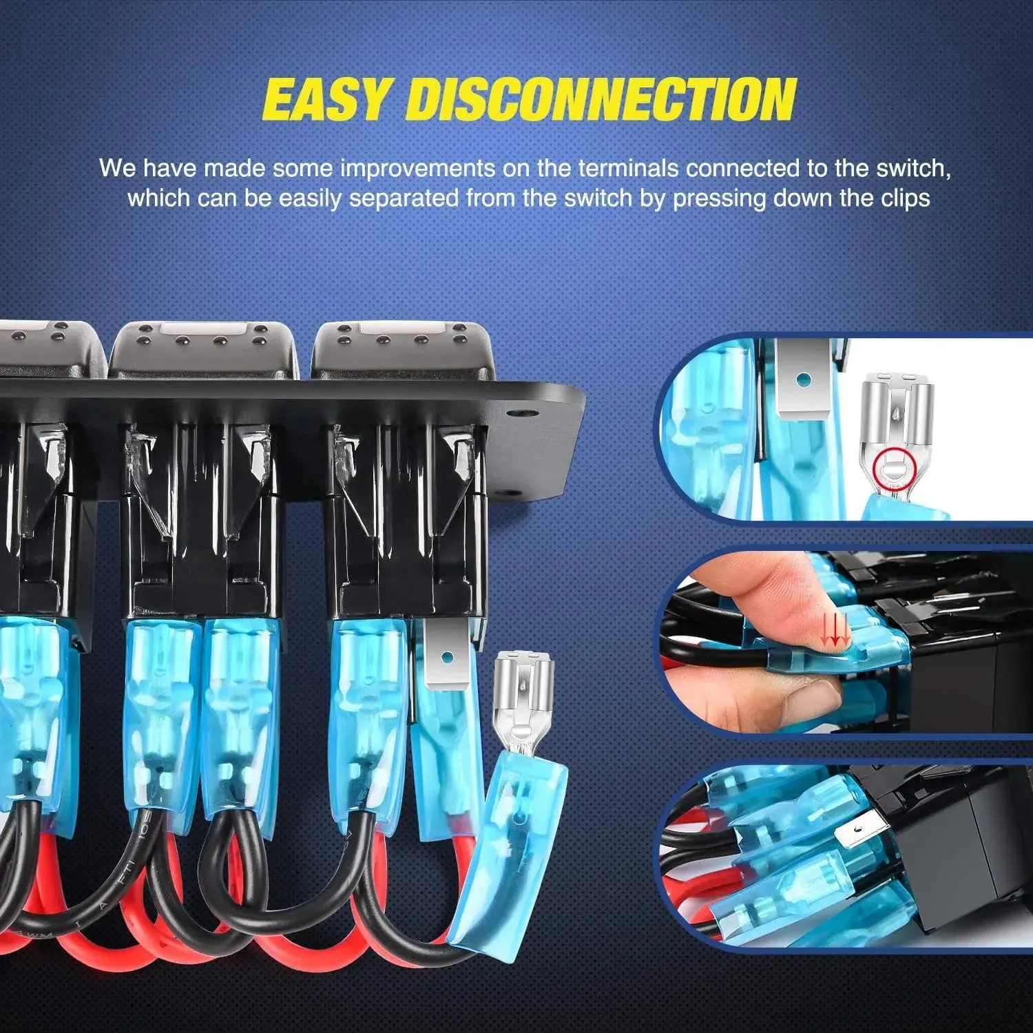4Gang Aluminum 5Pin ON/Off Red Rocker Switch Panel