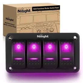 4Gang Aluminum 5Pin ON/Off Rocker Switch Panel Purple