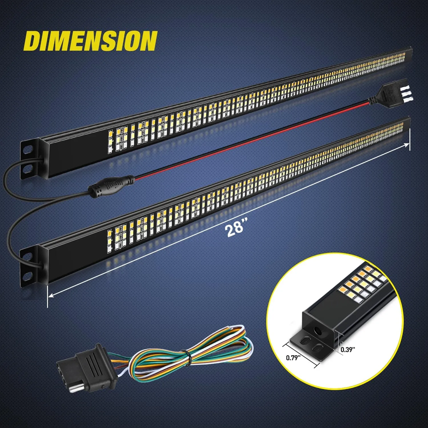 56 Inch Aluminum Frame Triple Row 576 Leds Red White Amber Light Strip