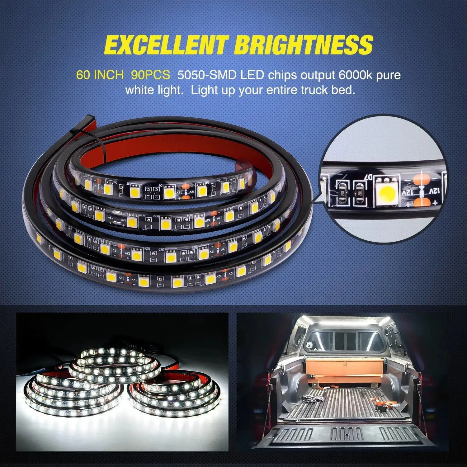 60 Inch 270Leds LED Bed Light Strip 3PCS