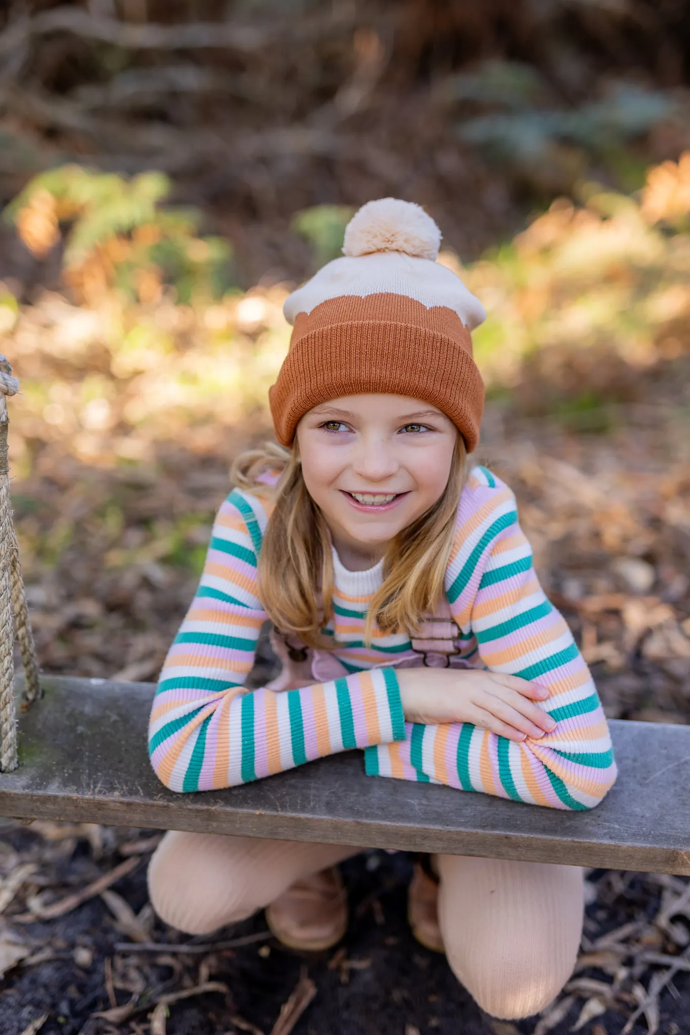 Acorn Scalloped Merino Beanie Caramel