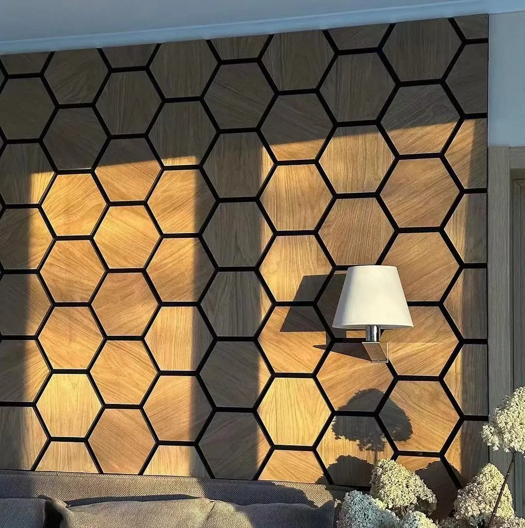 Akupanel Acoustic Hexagon Wood Panel Modern Interior Sound Proof Decoration Wall Panels