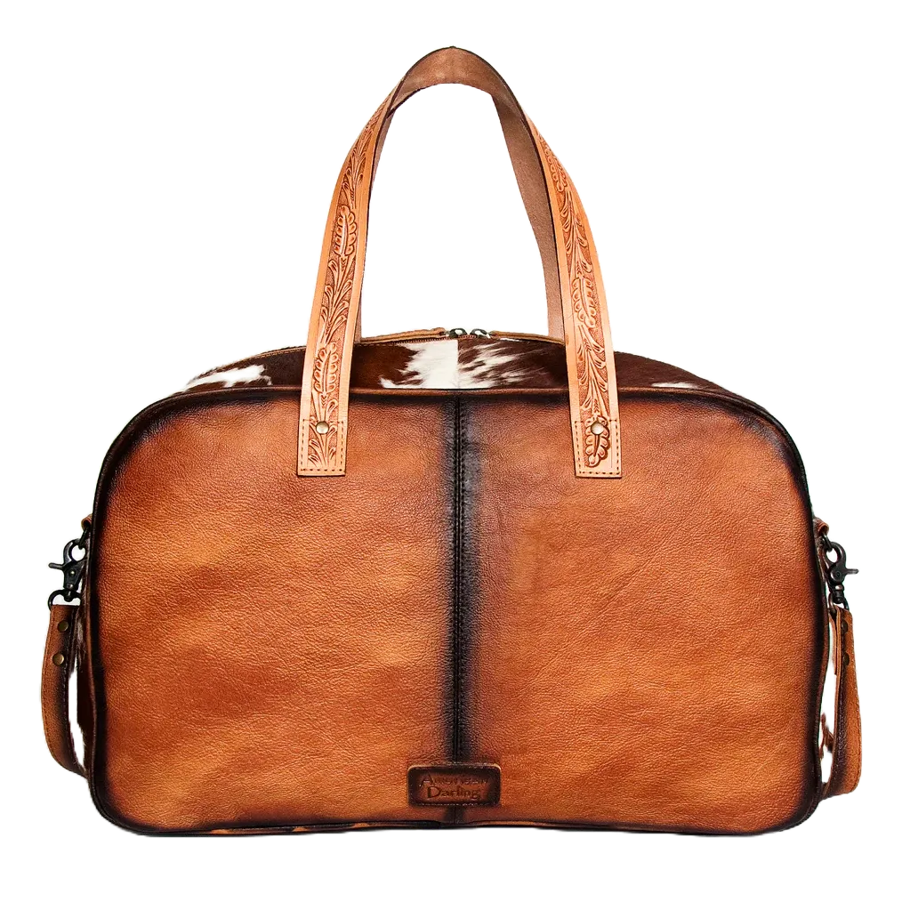 American Darling Saddle Blanket Hair On Leather Duffel Bag ADBG946C