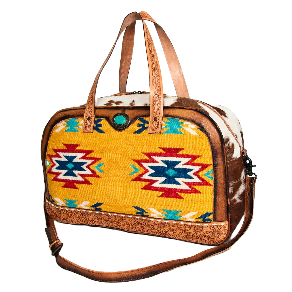 American Darling Saddle Blanket Hair On Leather Duffel Bag ADBG946C