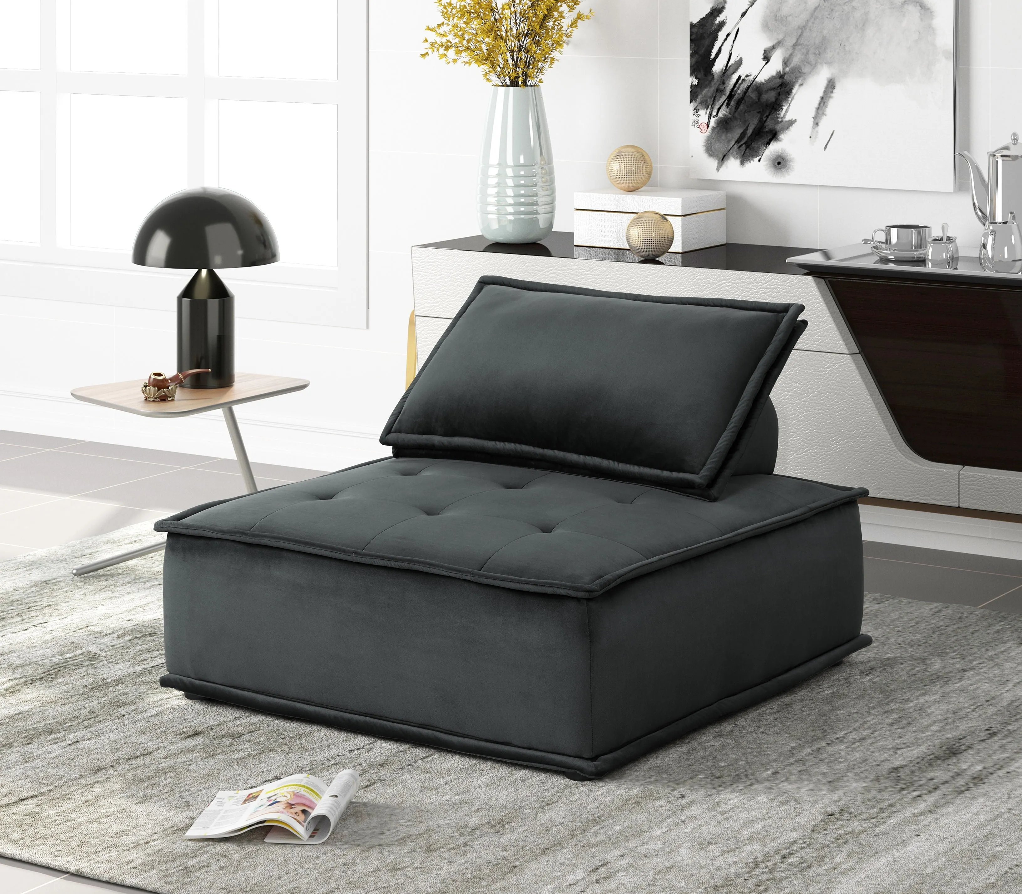 Anna - Velvet Armless Lounge Chair by Couch.com