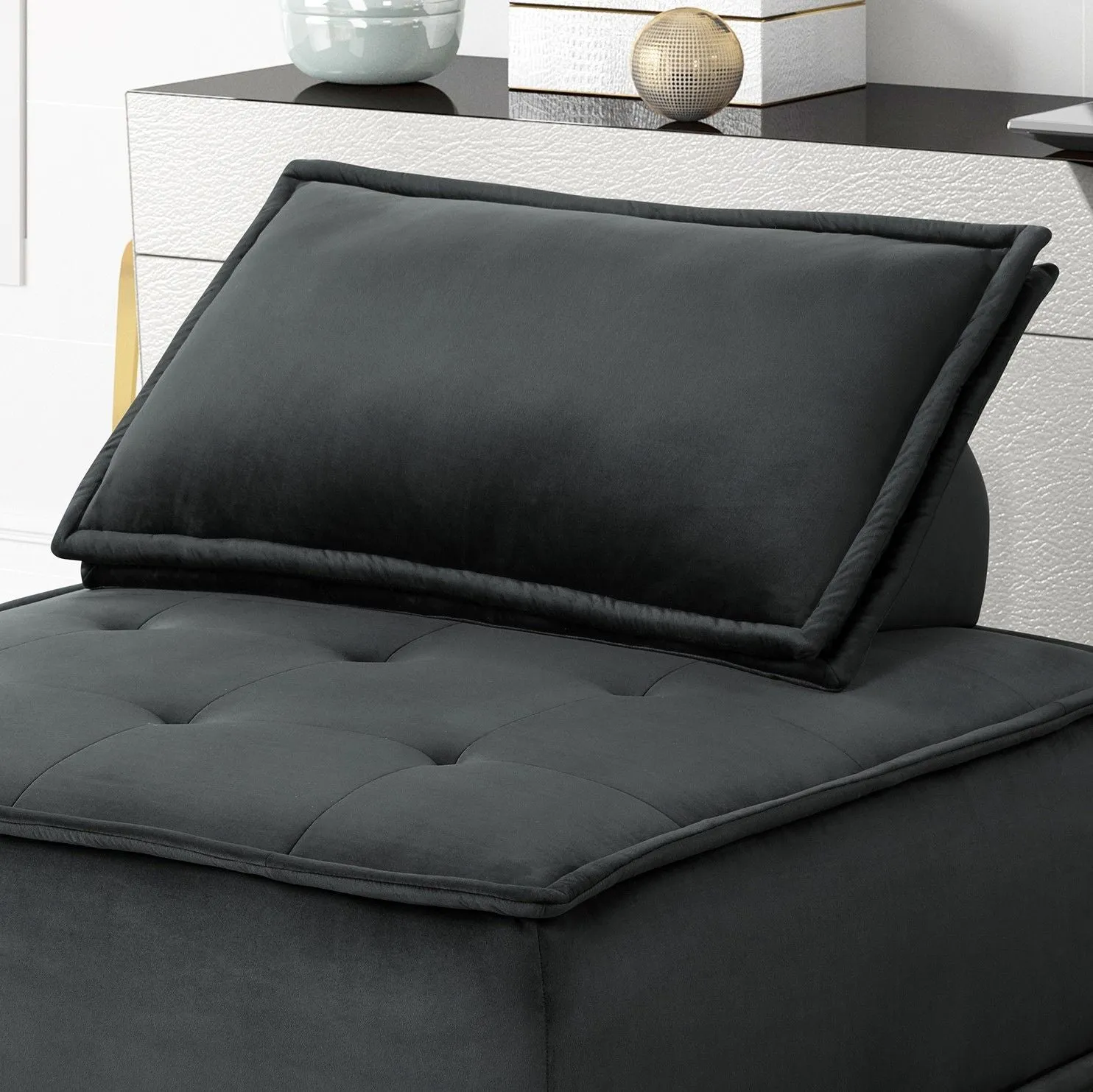 Anna - Velvet Armless Lounge Chair by Couch.com
