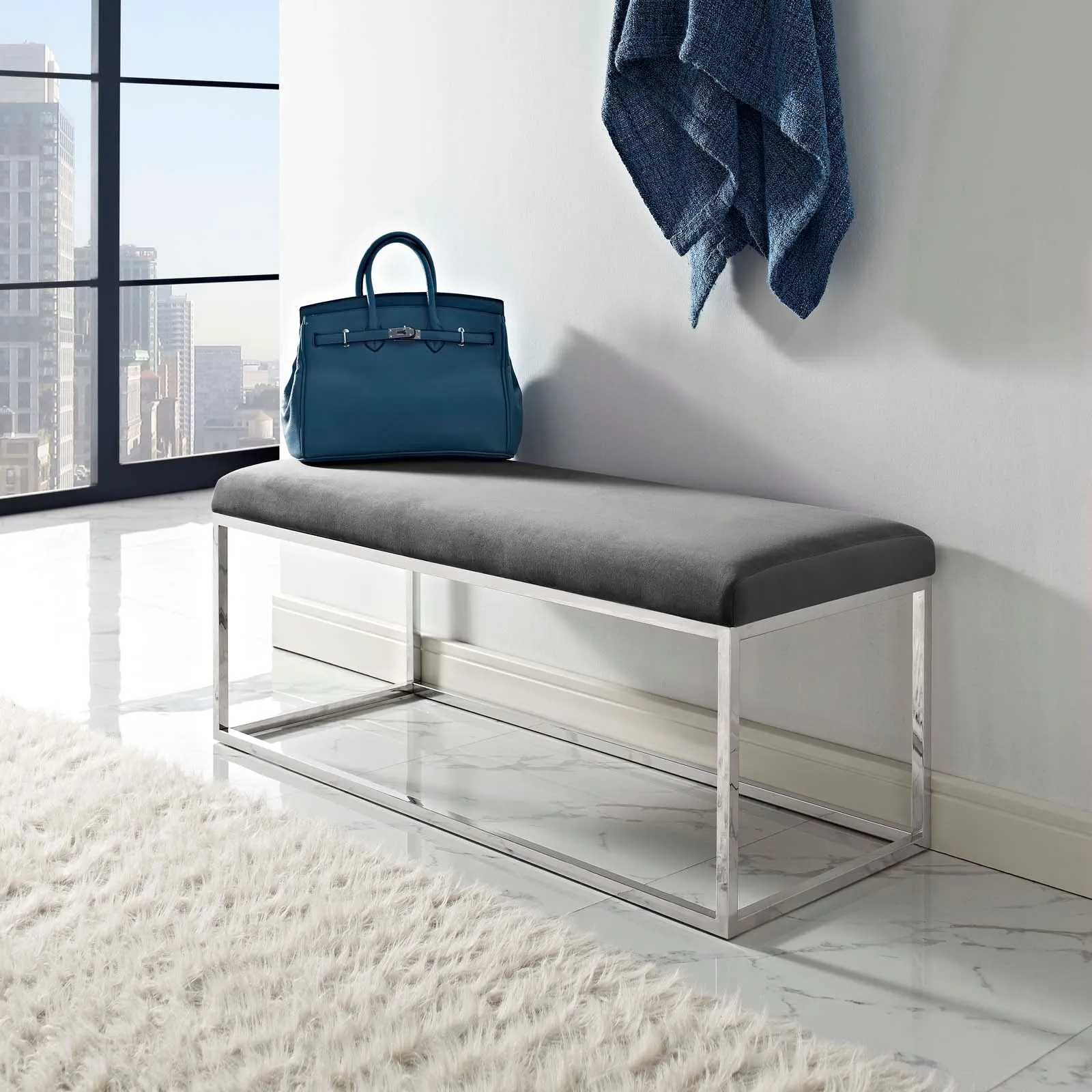 Anticipate Performance Velvet Bench by Modway