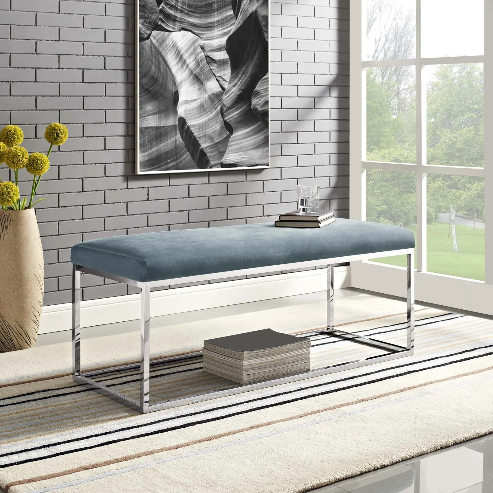 Anticipate Performance Velvet Bench by Modway