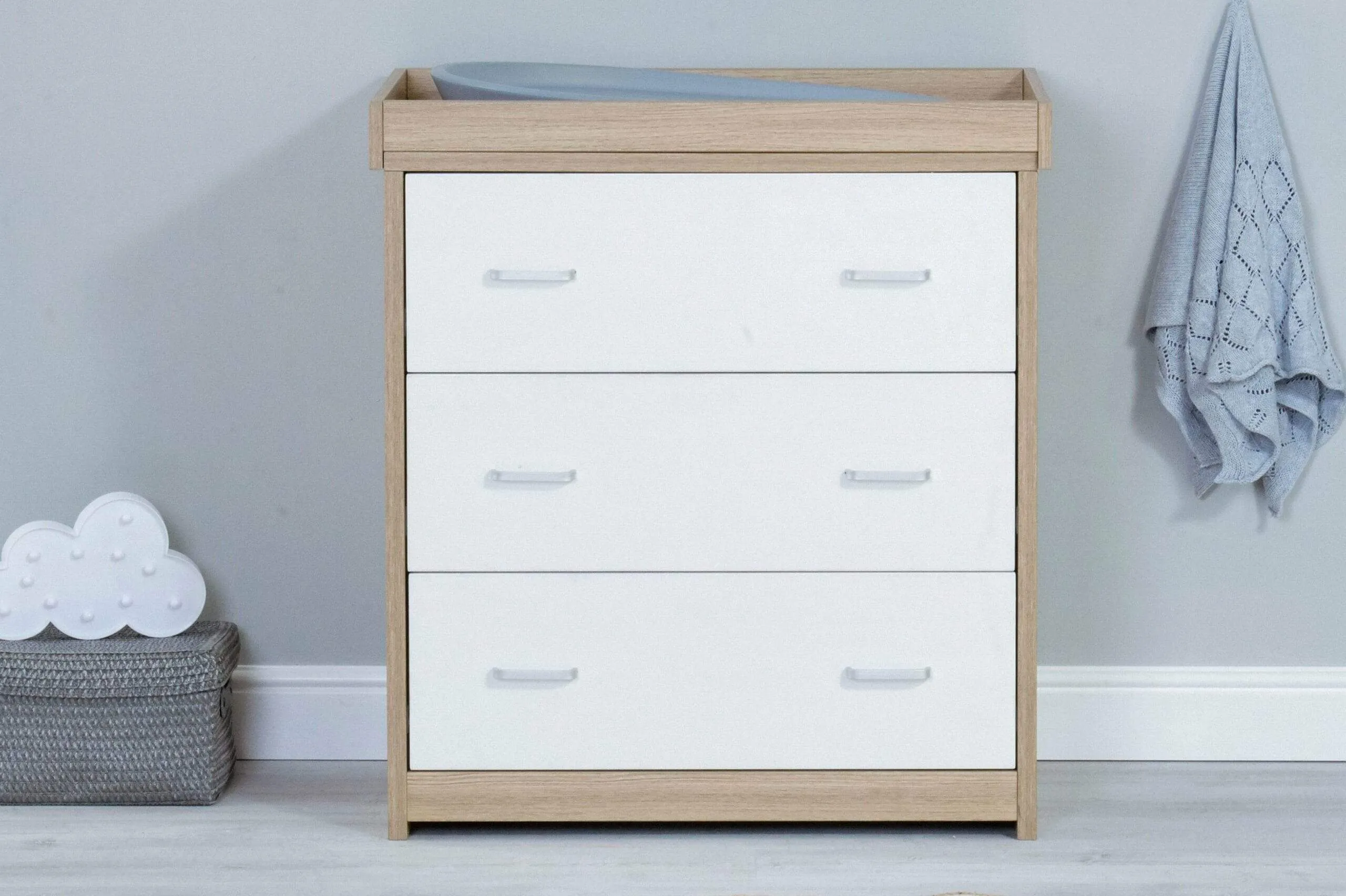 Babymore Luno 3 Piece Furniture Set with Drawer - White Oak