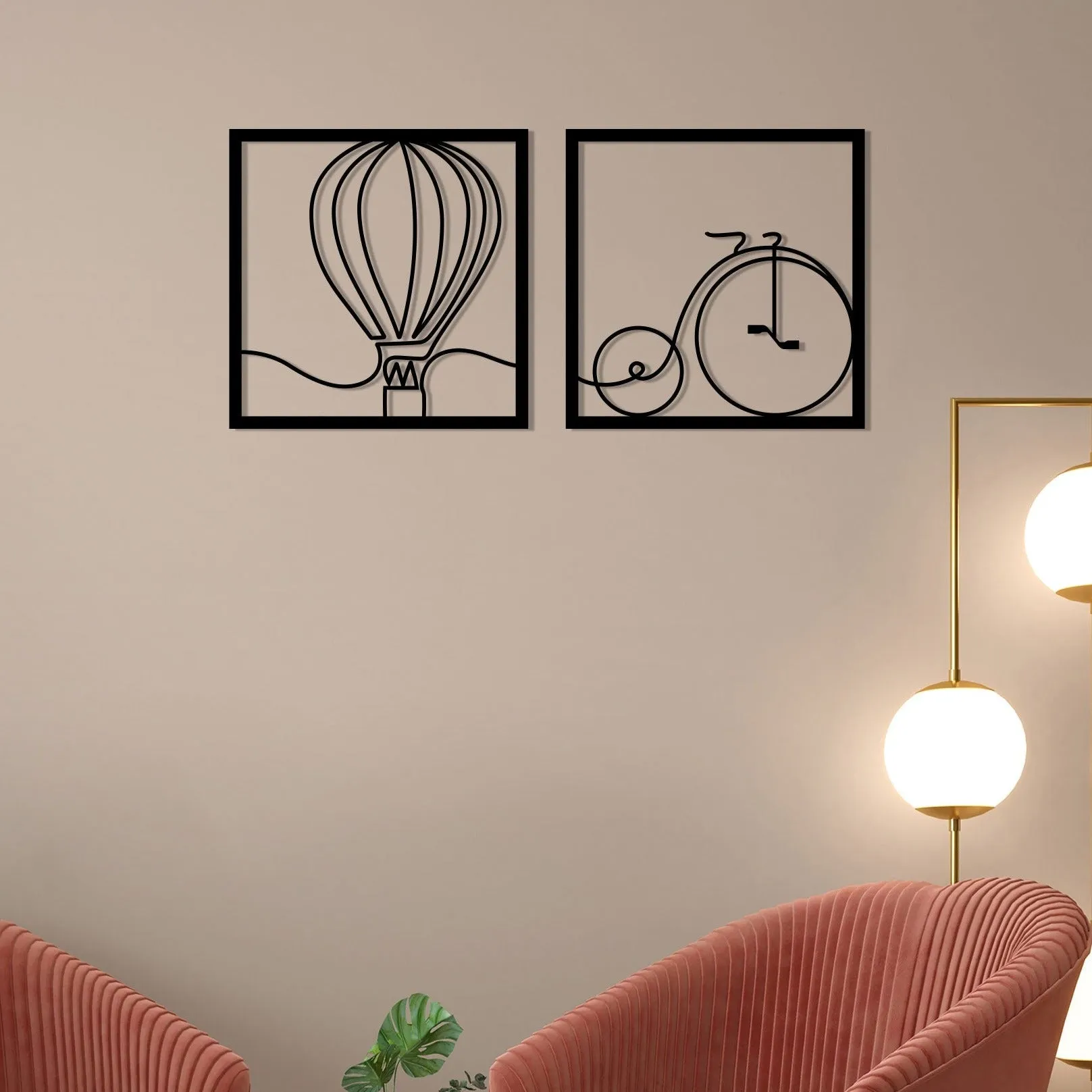 Balloon With Cycle Metal Wall Art