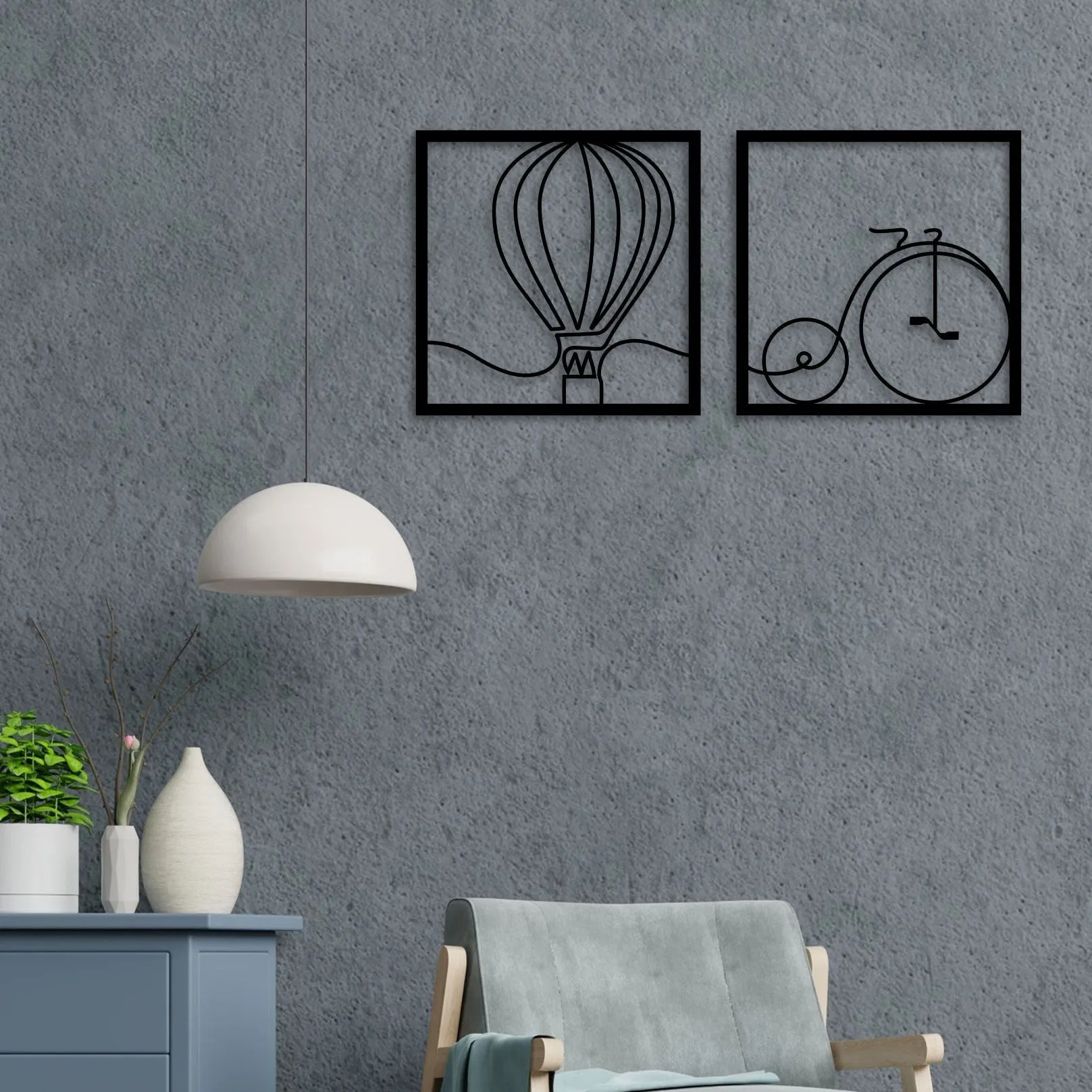 Balloon With Cycle Metal Wall Art