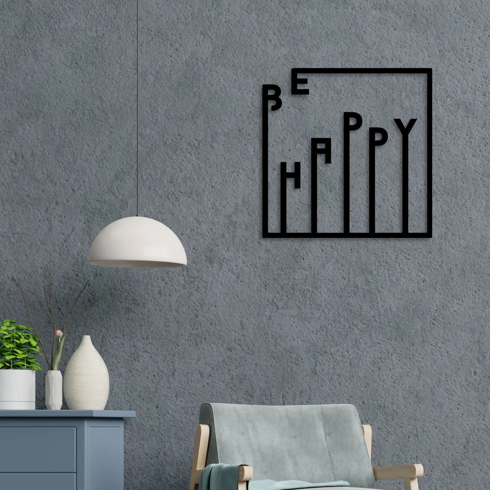 Be Happy Metal Wall Art