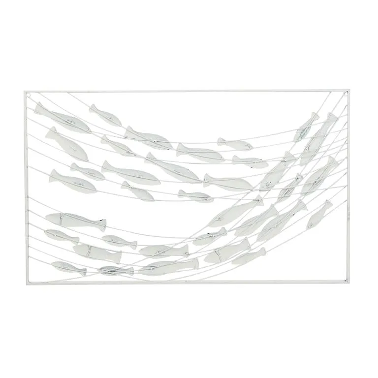 BLUE METAL FISH WALL DECOR