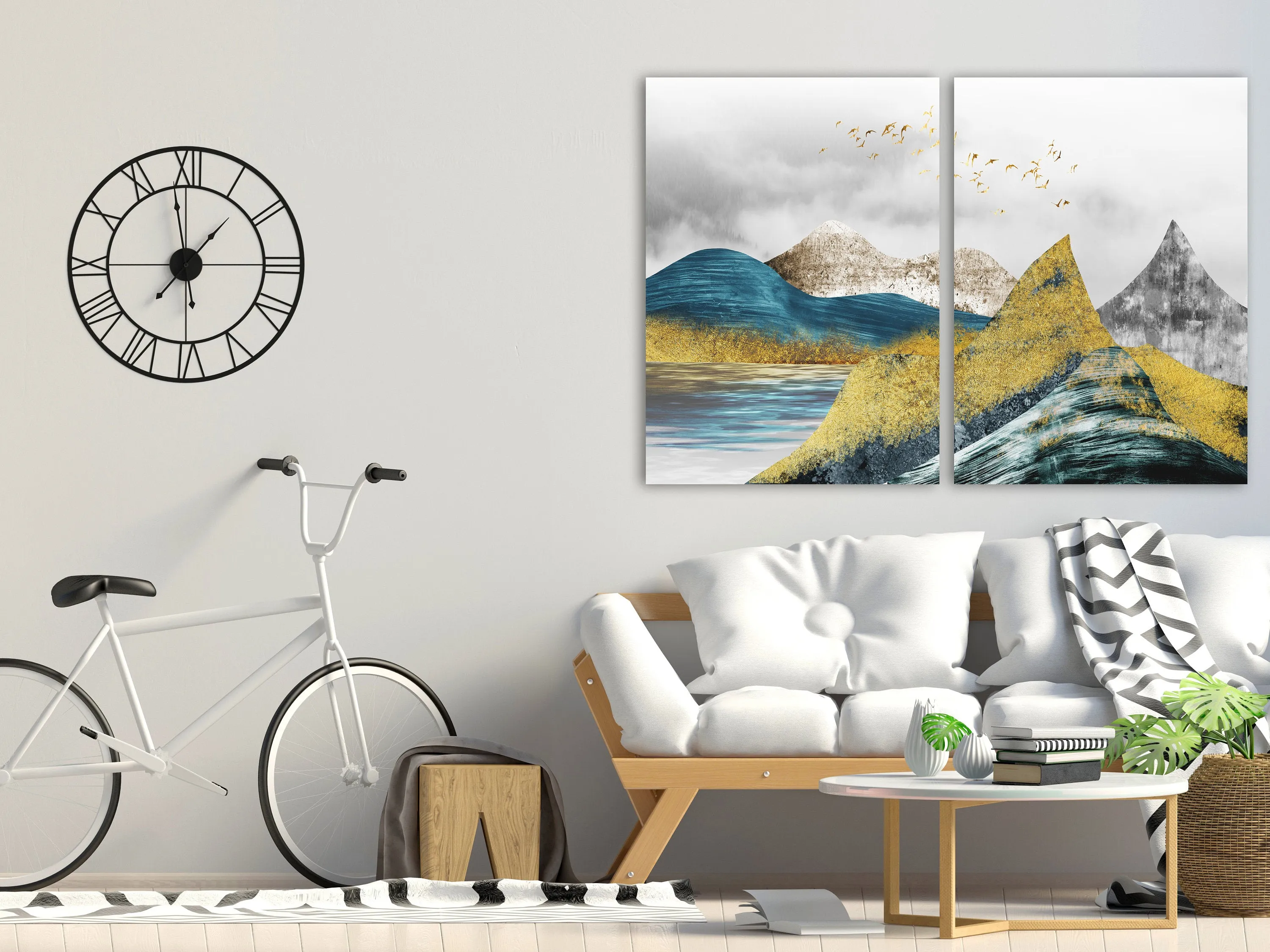 Blue ridge mountains abstract nature wall art canvas paintings japanese art canvas mountains wall art Smoky mountains gift