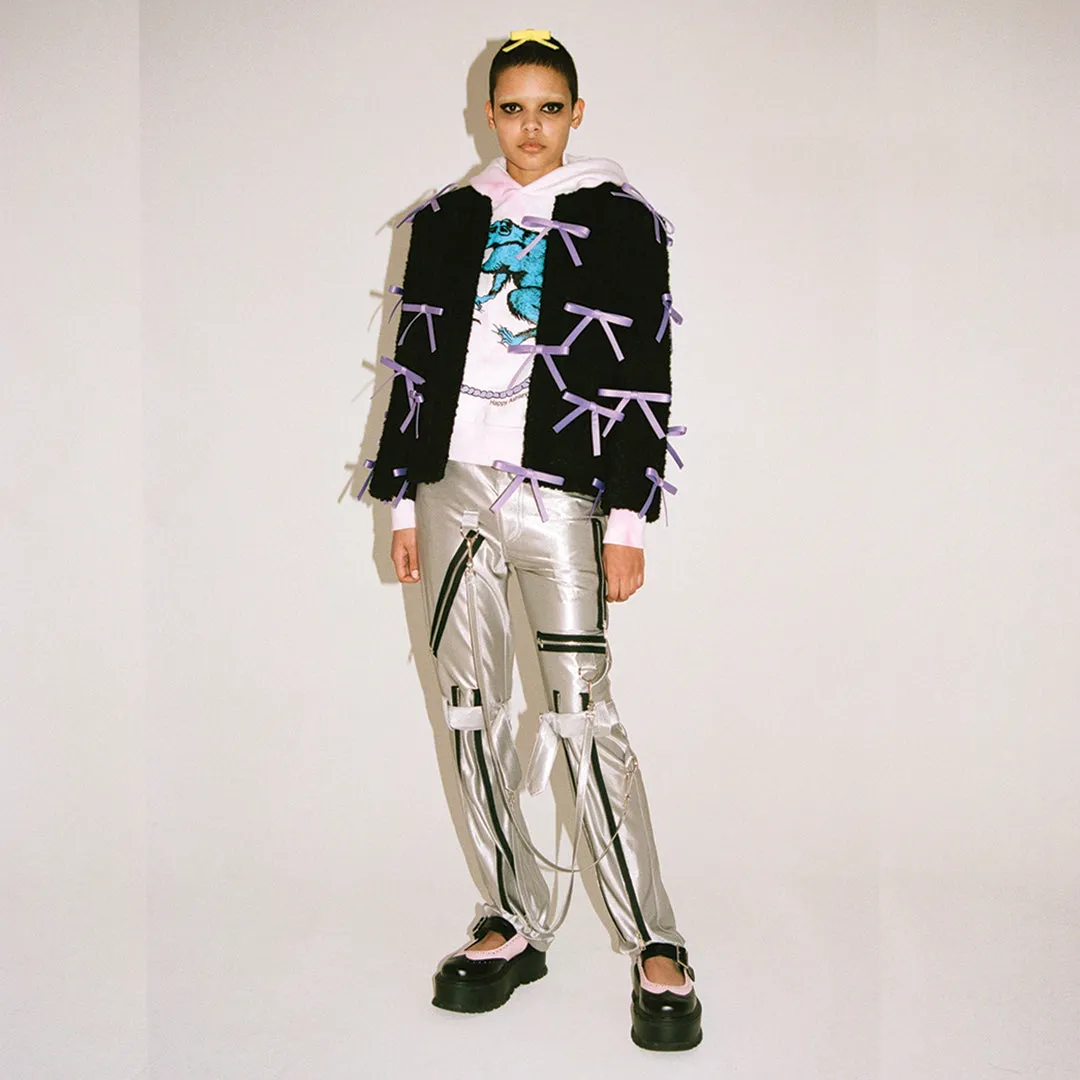 Bondage Zip Trousers Silver