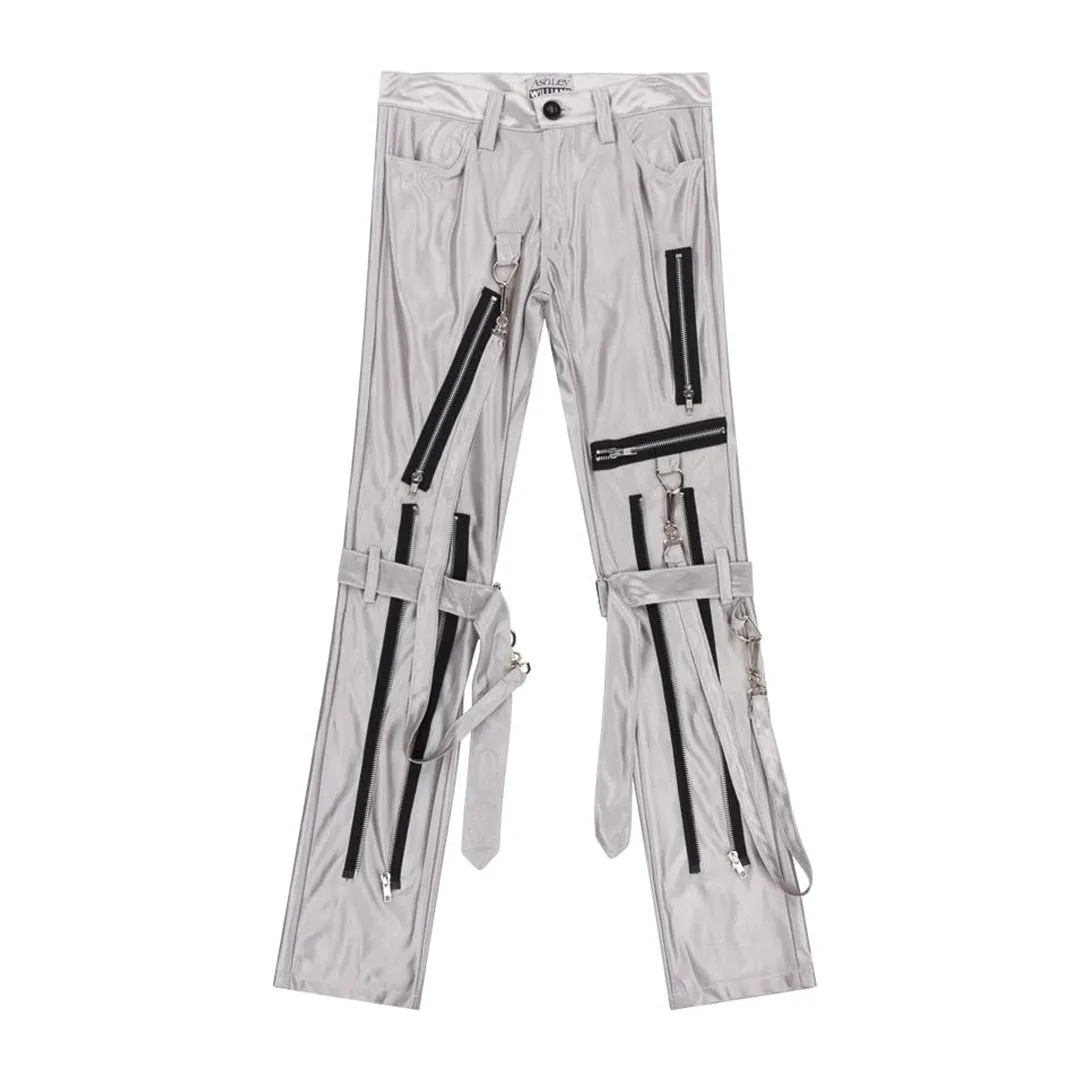 Bondage Zip Trousers Silver