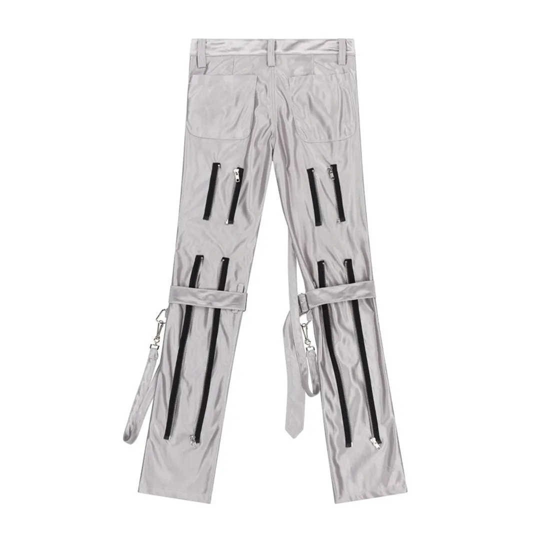 Bondage Zip Trousers Silver