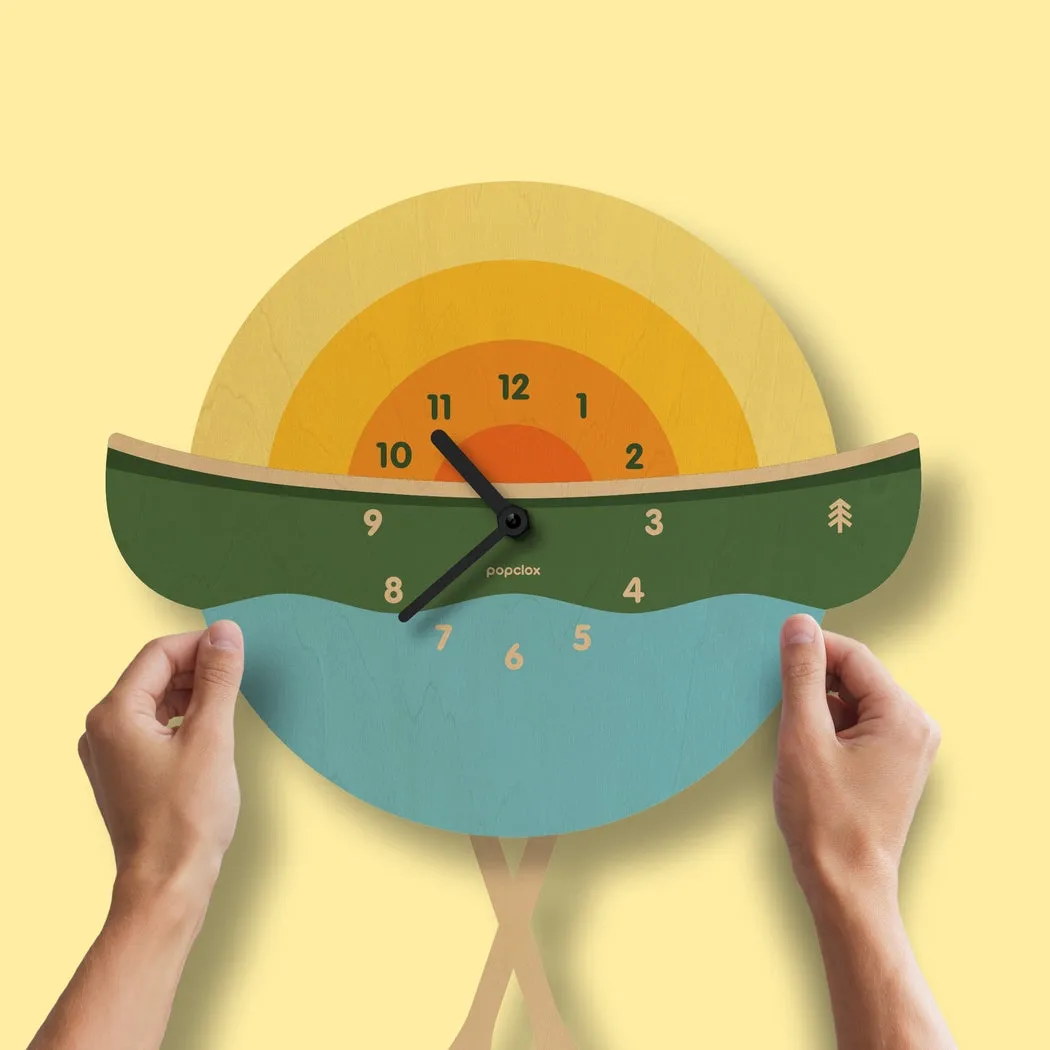 Canoe Wooden Pendulum Clock by Popclox