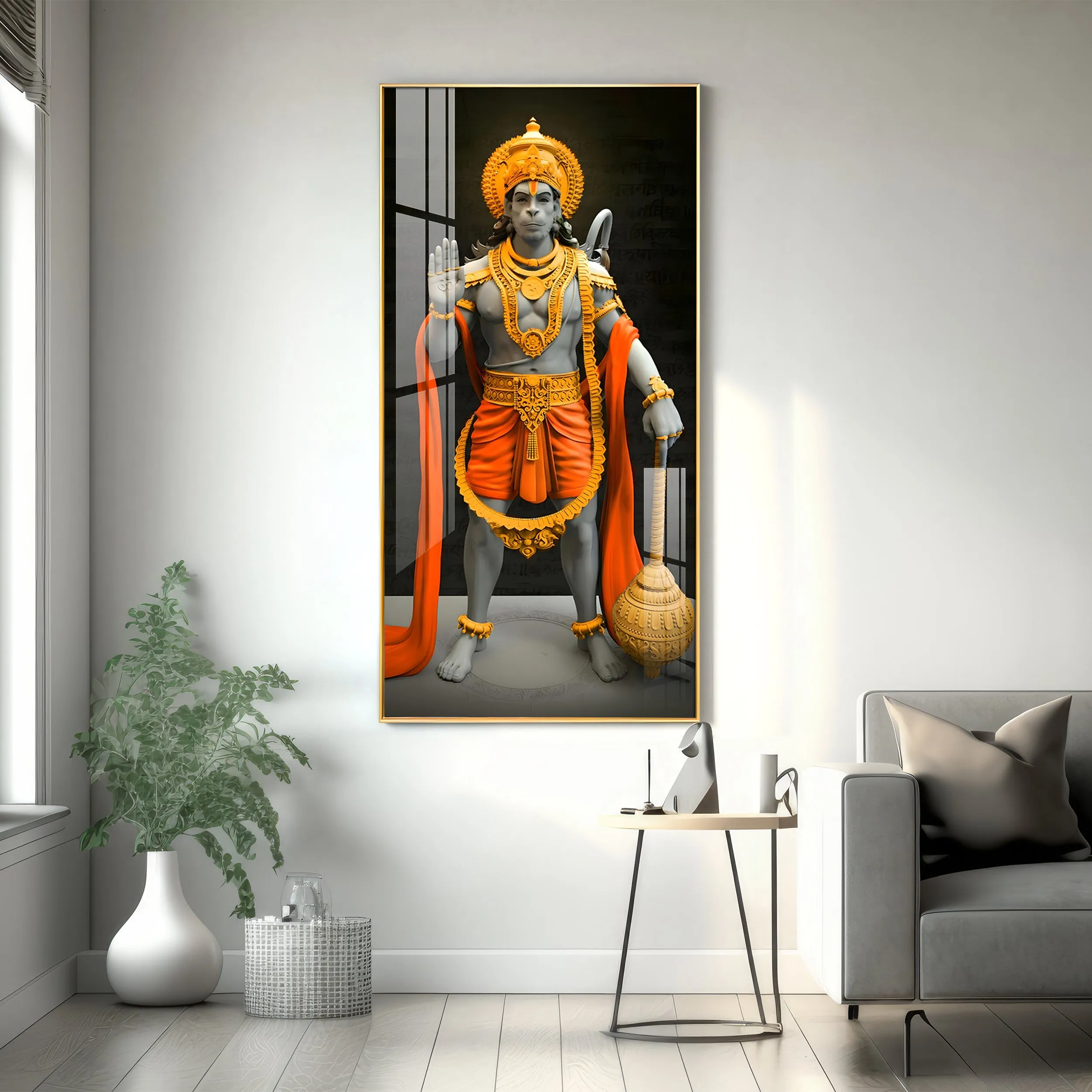 Cheeranjivi Hanuman Premium Acrylic Vertical Wall Art