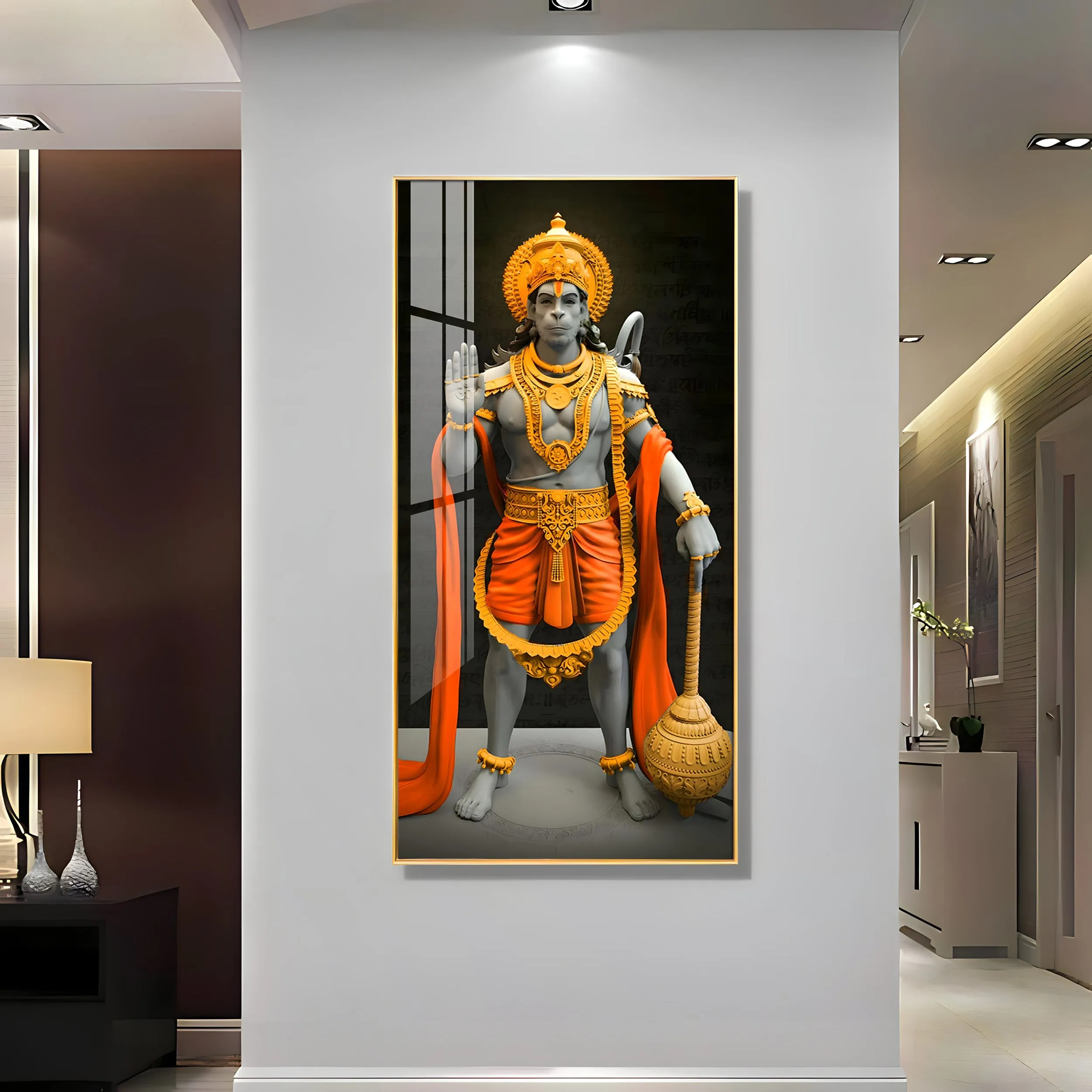 Cheeranjivi Hanuman Premium Acrylic Vertical Wall Art