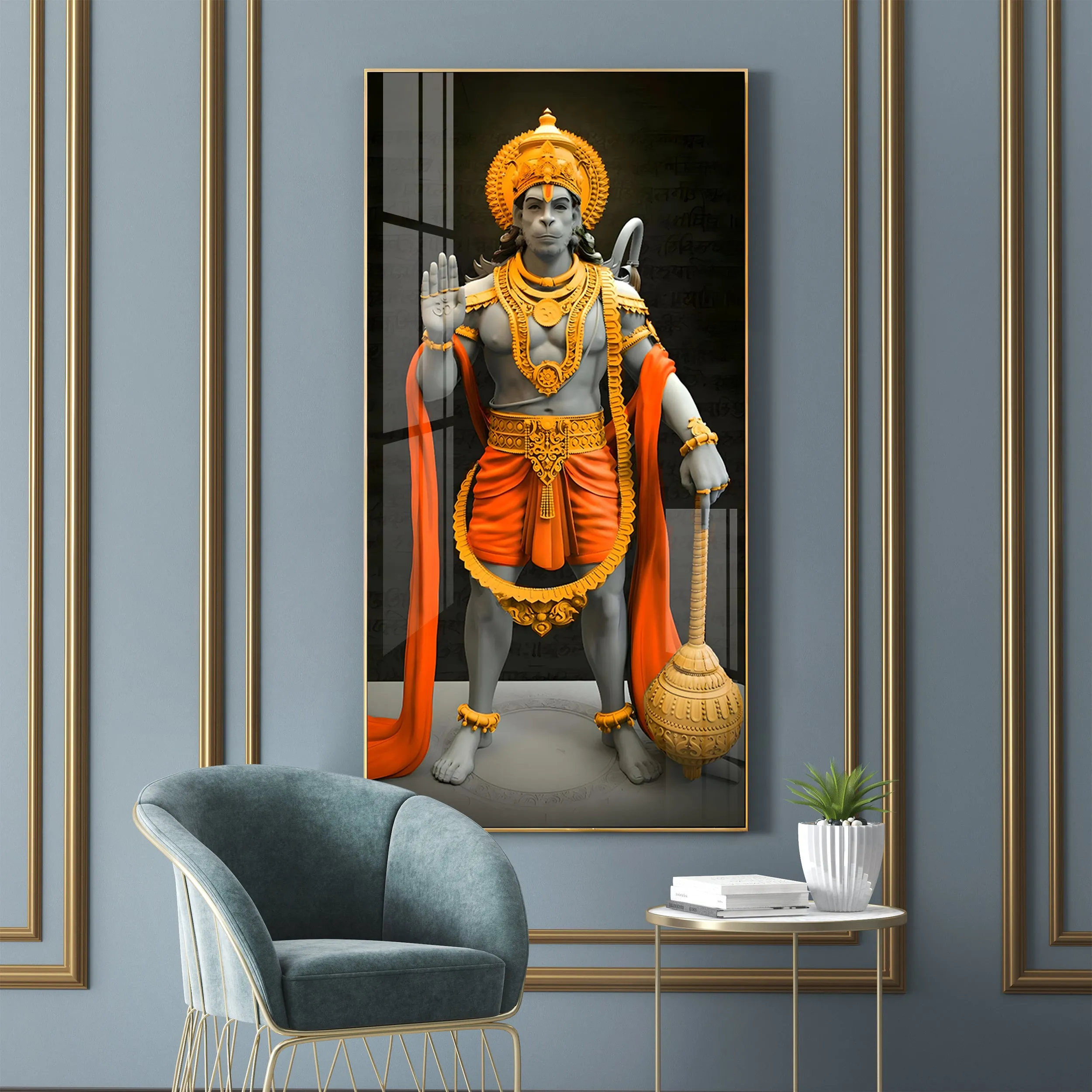 Cheeranjivi Hanuman Premium Acrylic Vertical Wall Art