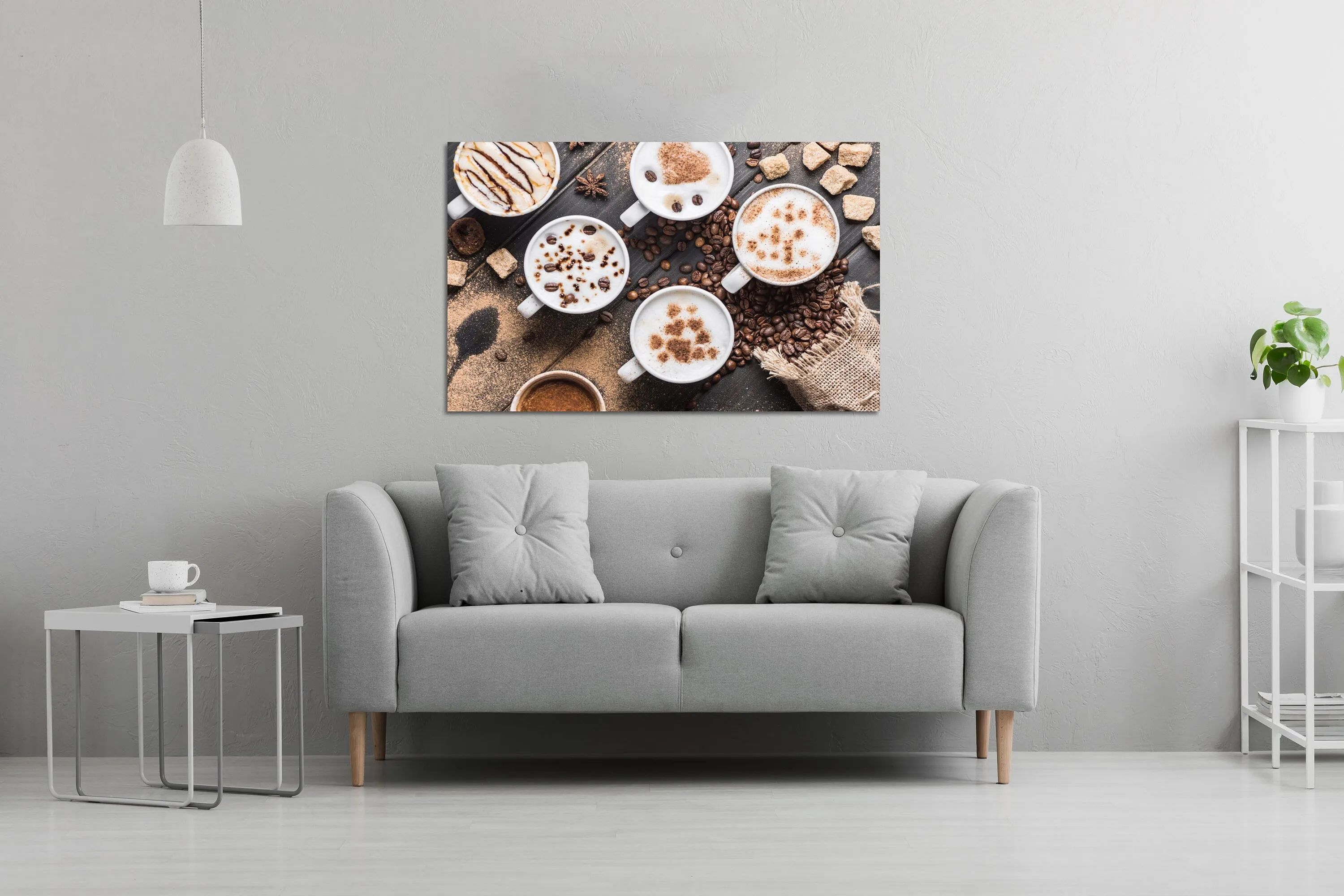 Coffee cup wall art print, kitchen wall coffee decor, extra large wall art, multi panel canvas painting, coffee lover gift