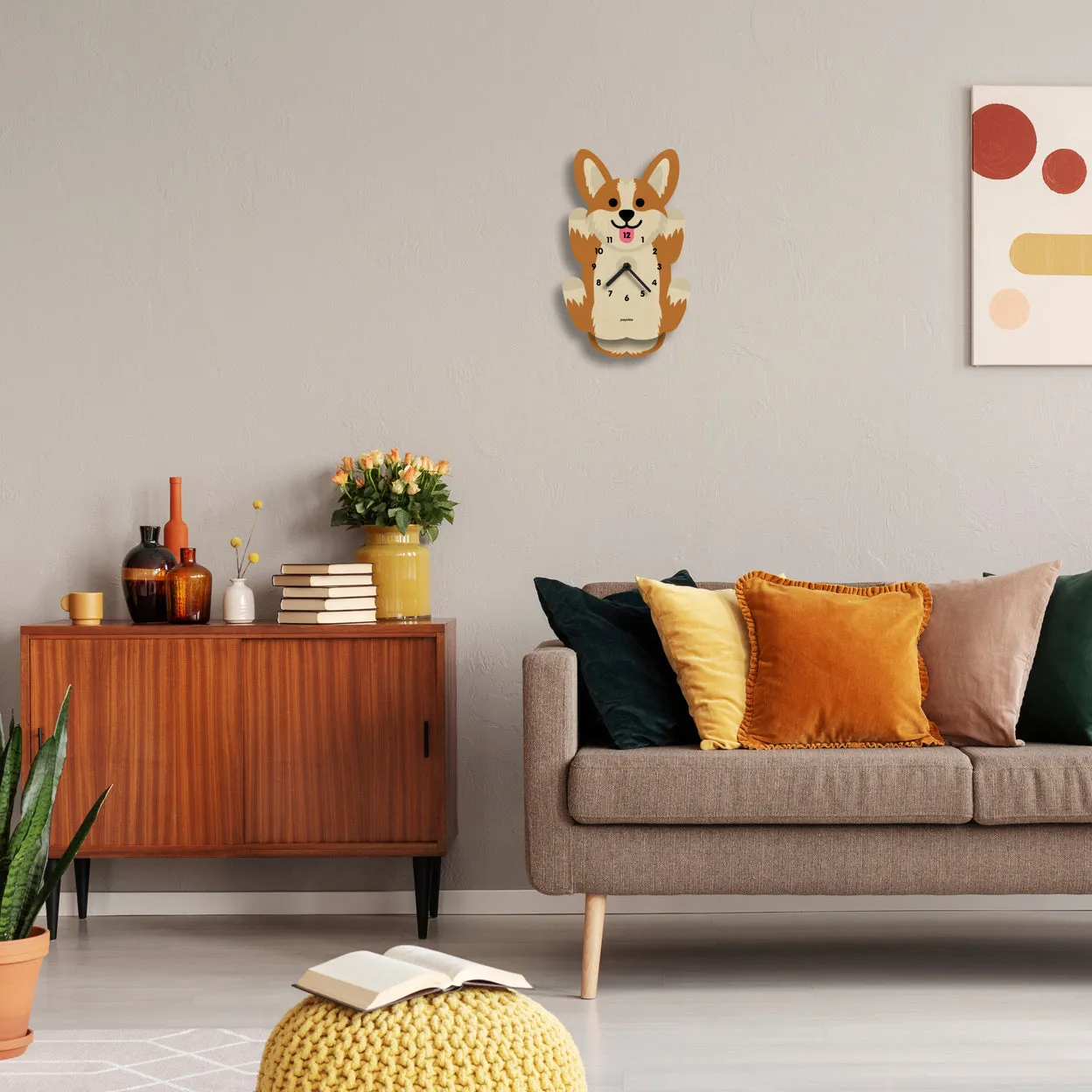 Corgi Wood Pendulum Clock by Popclox