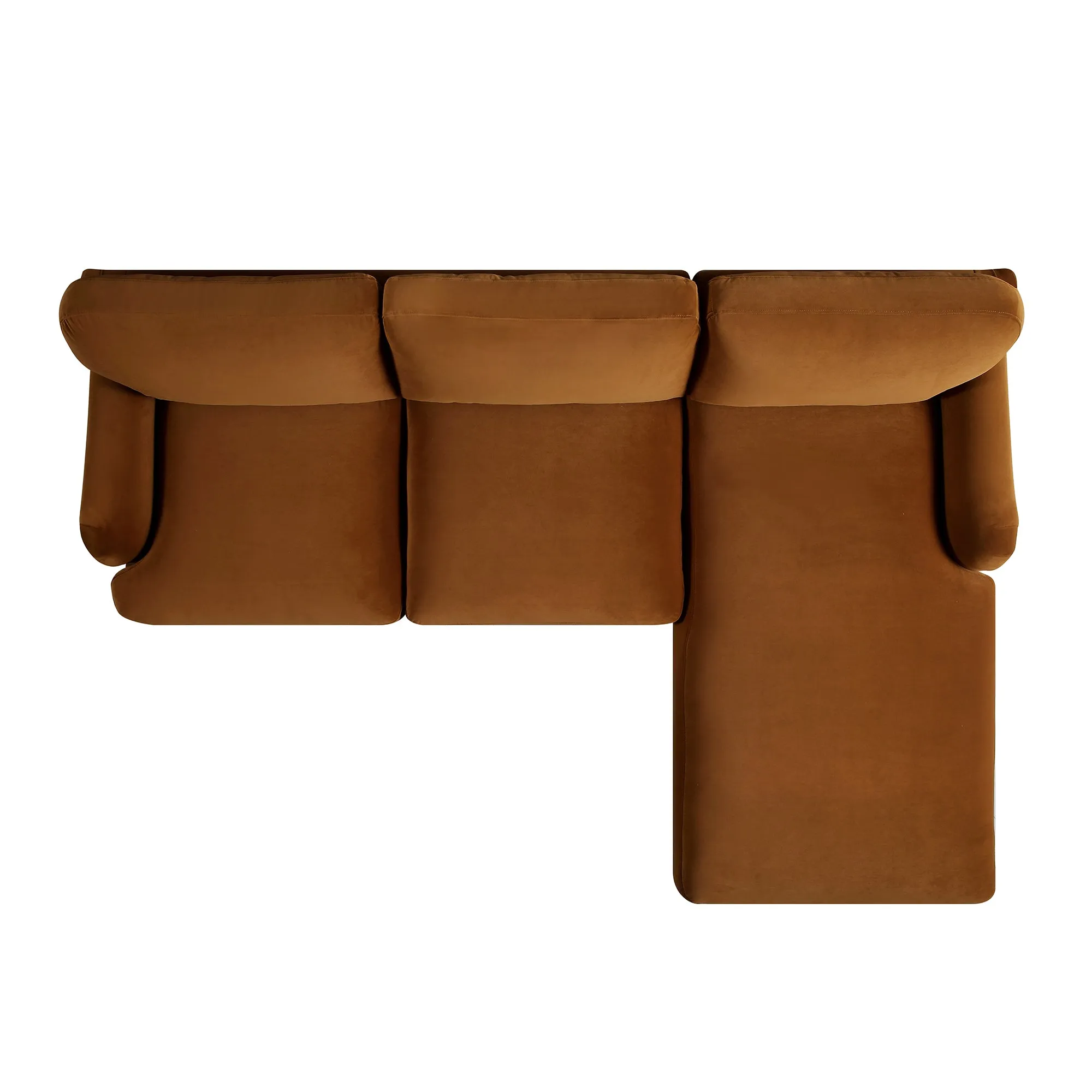 Luxurious Daphnis Cinnamon Velvet Grande Right-Hand Chaise Sofa