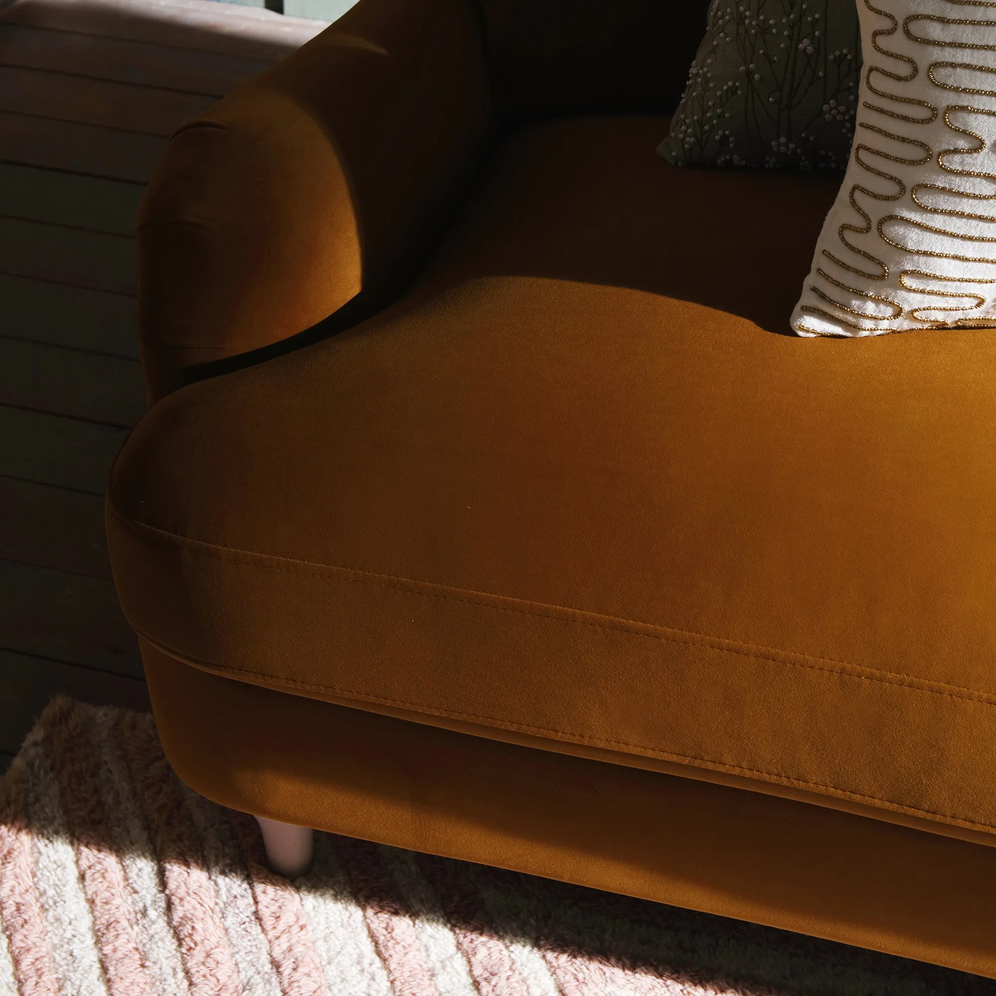 Luxurious Daphnis Cinnamon Velvet Grande Right-Hand Chaise Sofa