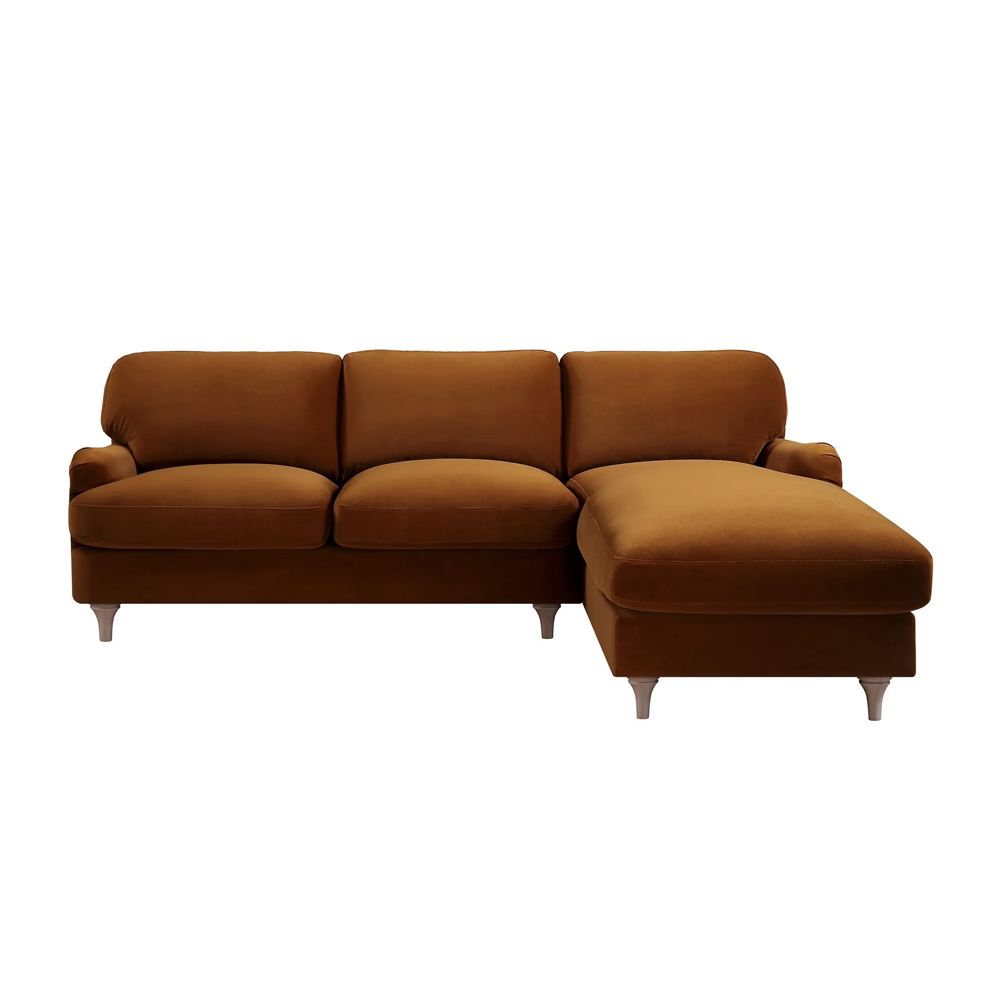 Luxurious Daphnis Cinnamon Velvet Grande Right-Hand Chaise Sofa