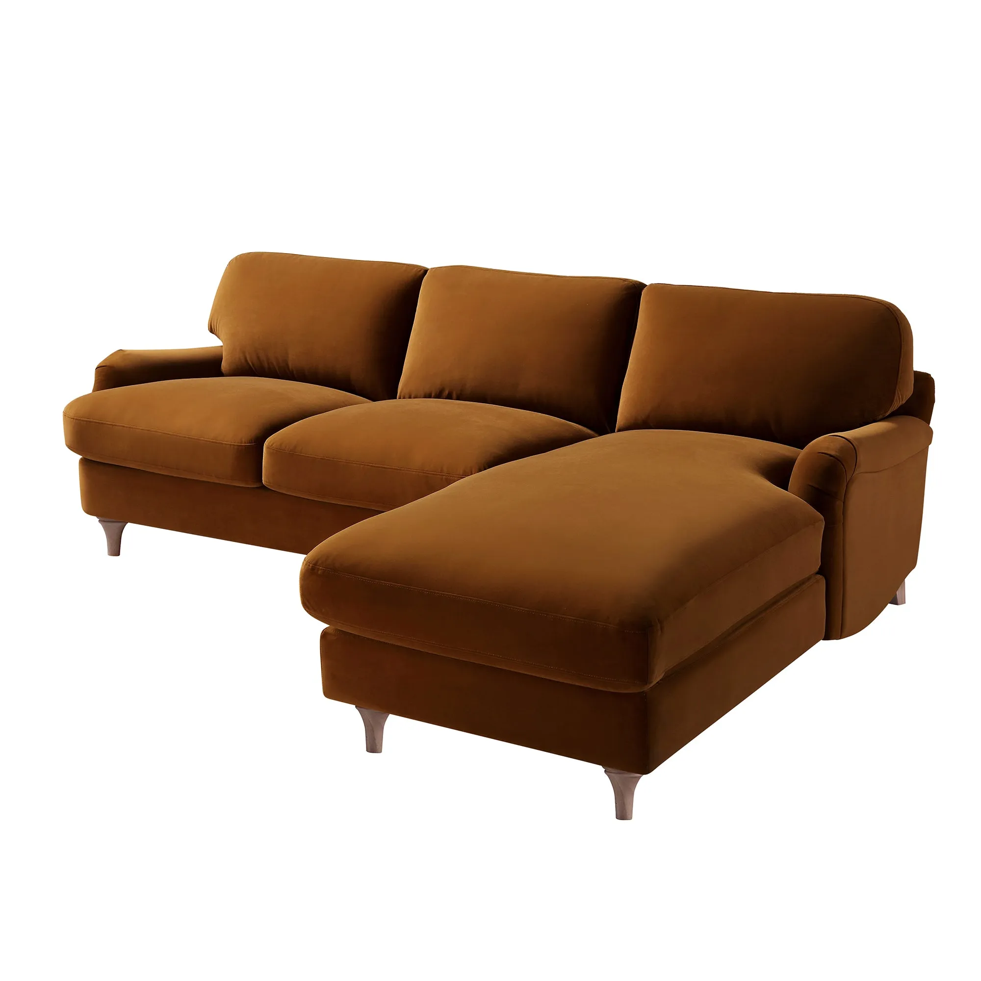 Luxurious Daphnis Cinnamon Velvet Grande Right-Hand Chaise Sofa