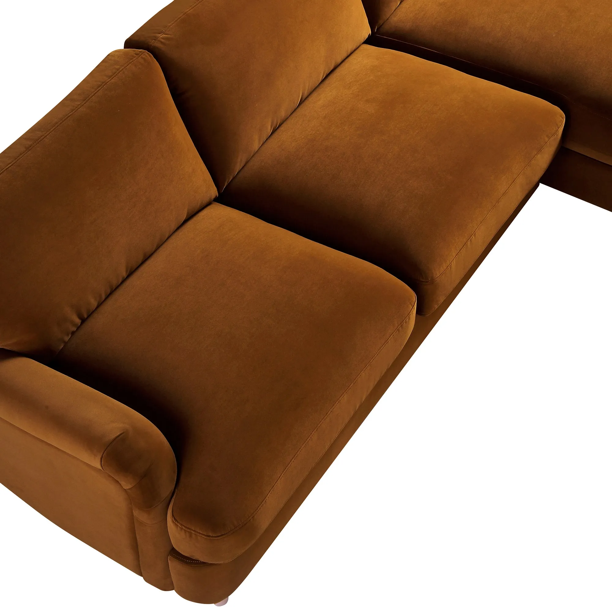 Luxurious Daphnis Cinnamon Velvet Grande Right-Hand Chaise Sofa
