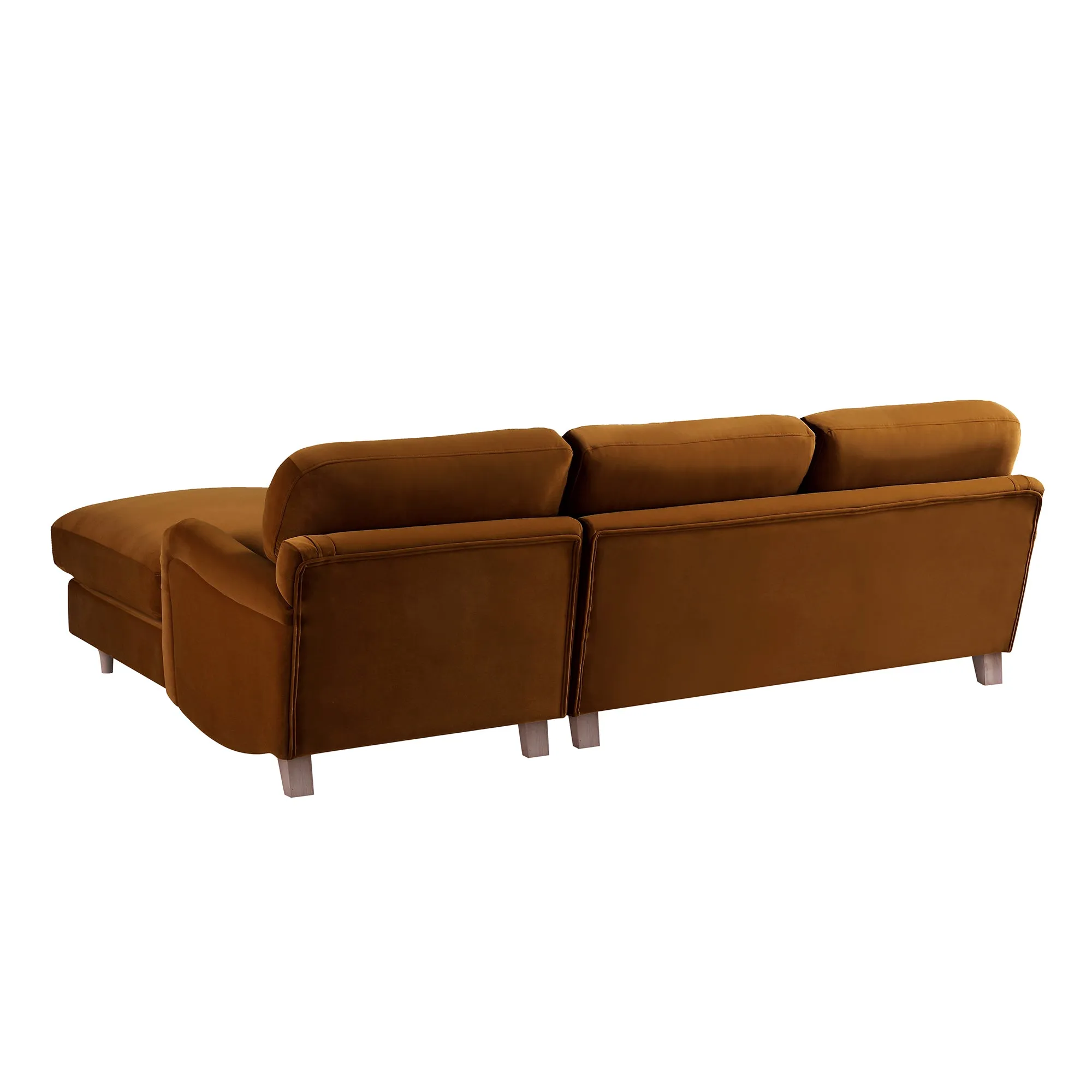 Luxurious Daphnis Cinnamon Velvet Grande Right-Hand Chaise Sofa
