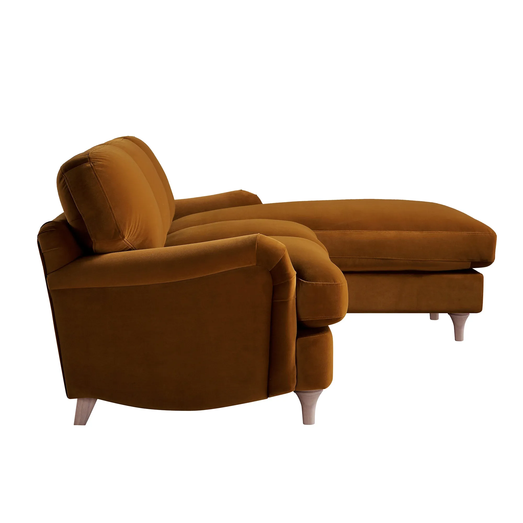 Luxurious Daphnis Cinnamon Velvet Grande Right-Hand Chaise Sofa