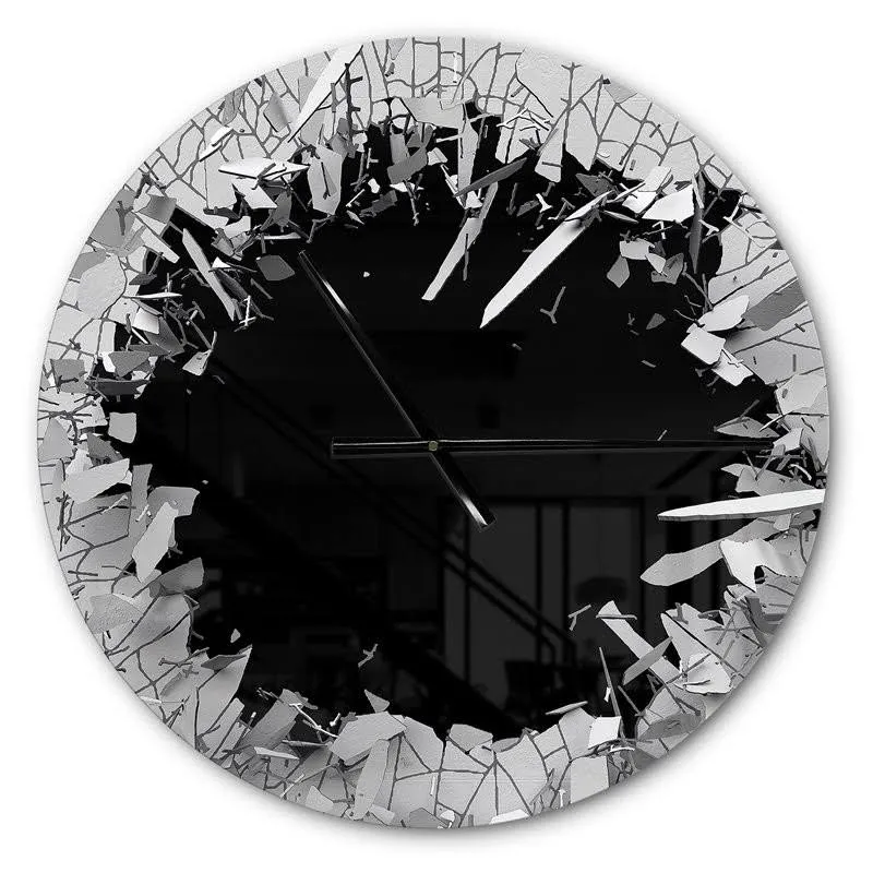 Designart &Abstract Broken Wall 3D Design & Modern Wall Clock