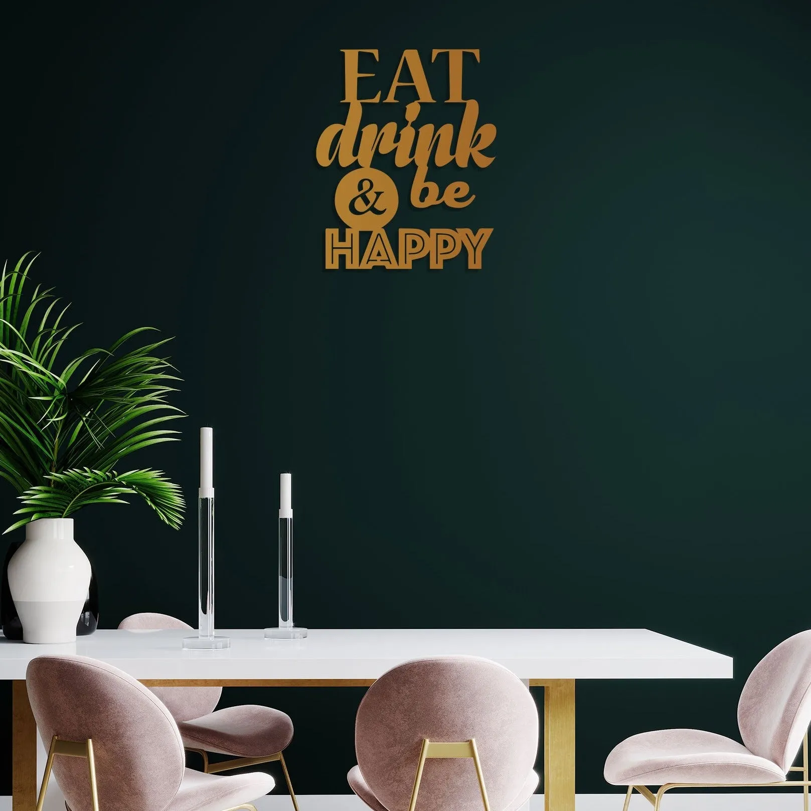Eat Drink & Be Happy Metal Wall Art