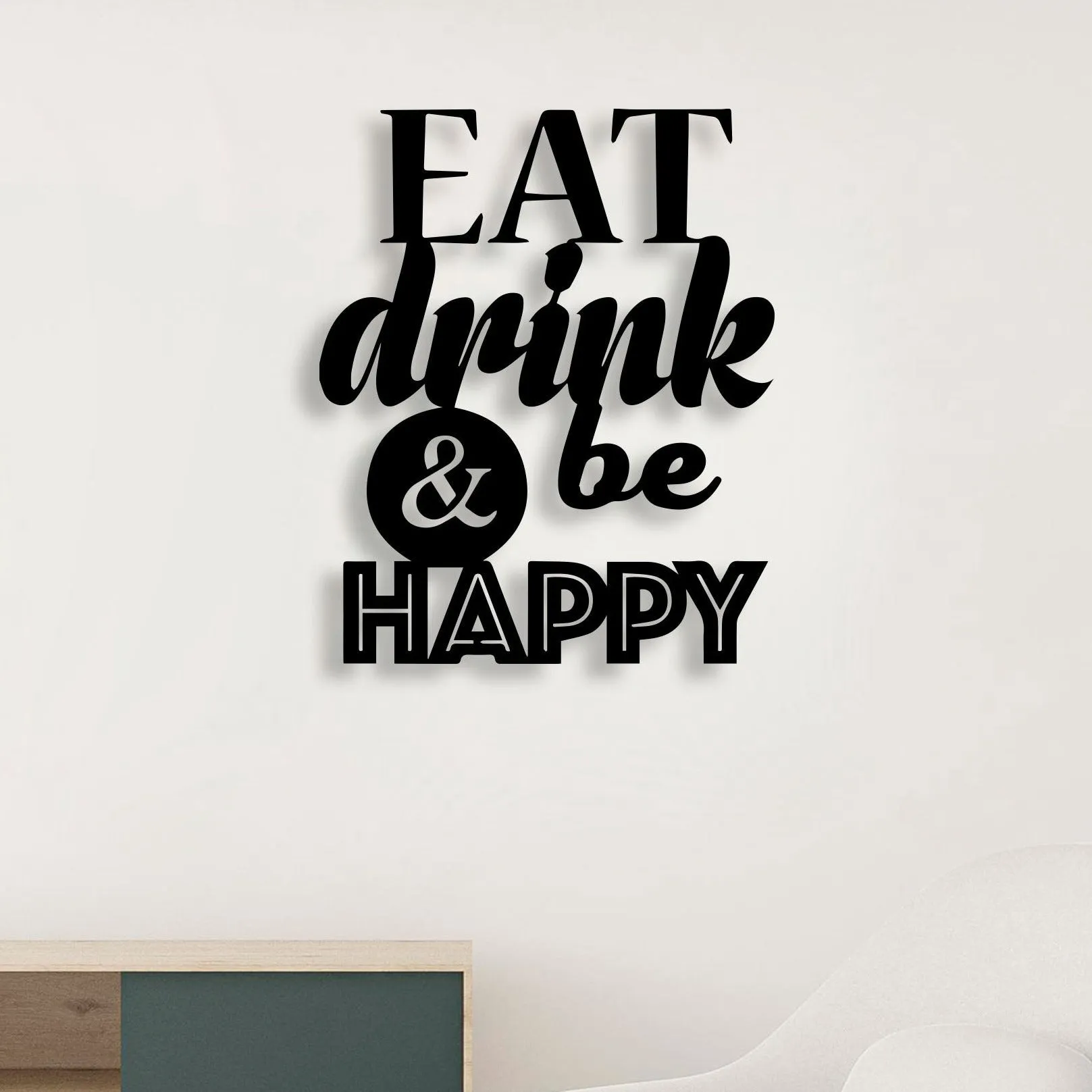 Eat Drink & Be Happy Metal Wall Art