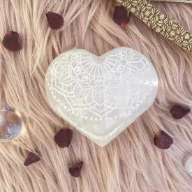 Etched Selenite Heart "Radiate Bliss"
