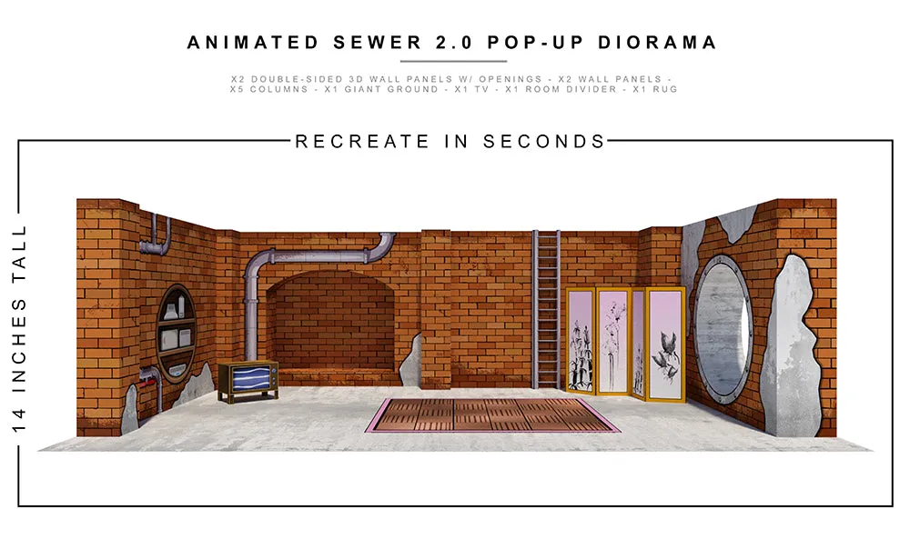Extreme-Sets Animated Sewer 2.0 Pop-up Diorama 1:12 (6-7 inch scale action figures) Playset LOW STOCK