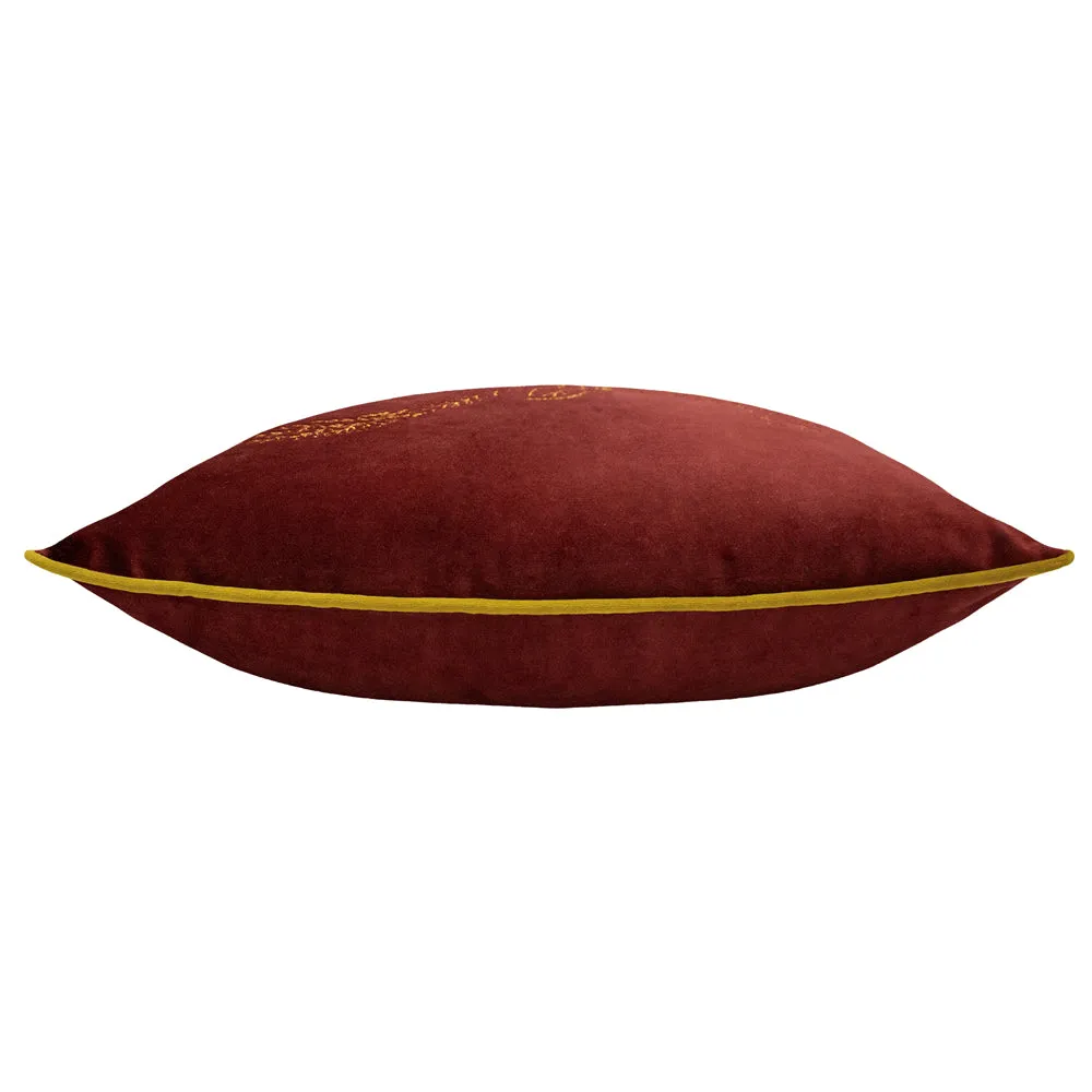 Forest Fauna Woodland Stag Square Cushion Burgundy/Gold